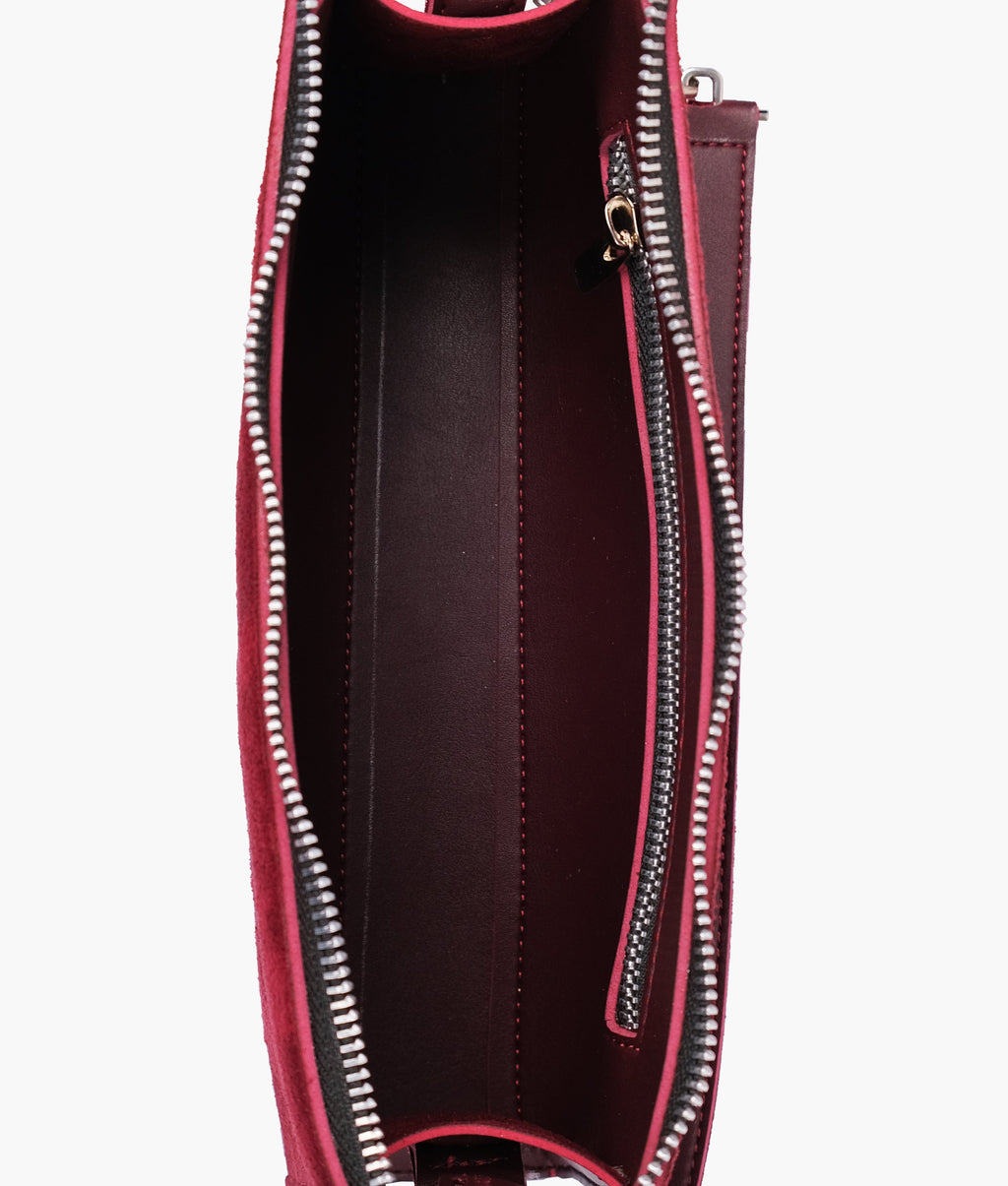 LumaVex - Burgundy suede evening bag with chain handle