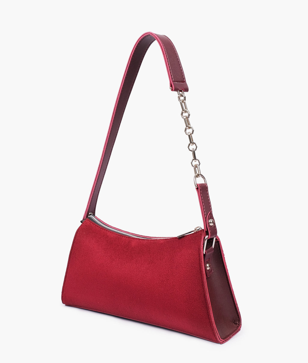 LumaVex - Burgundy suede evening bag with chain handle