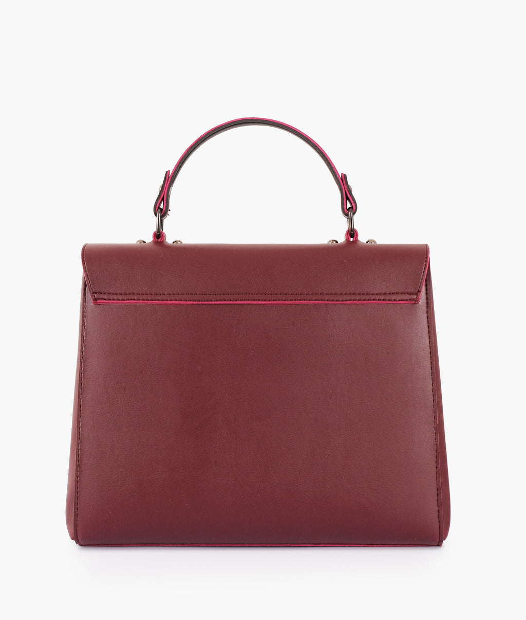 LumaVex - Burgundy flap-over top-handle bag