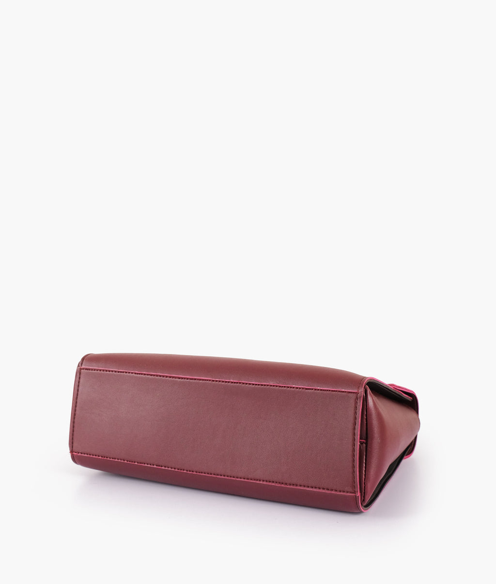 LumaVex - Burgundy flap-over top-handle bag