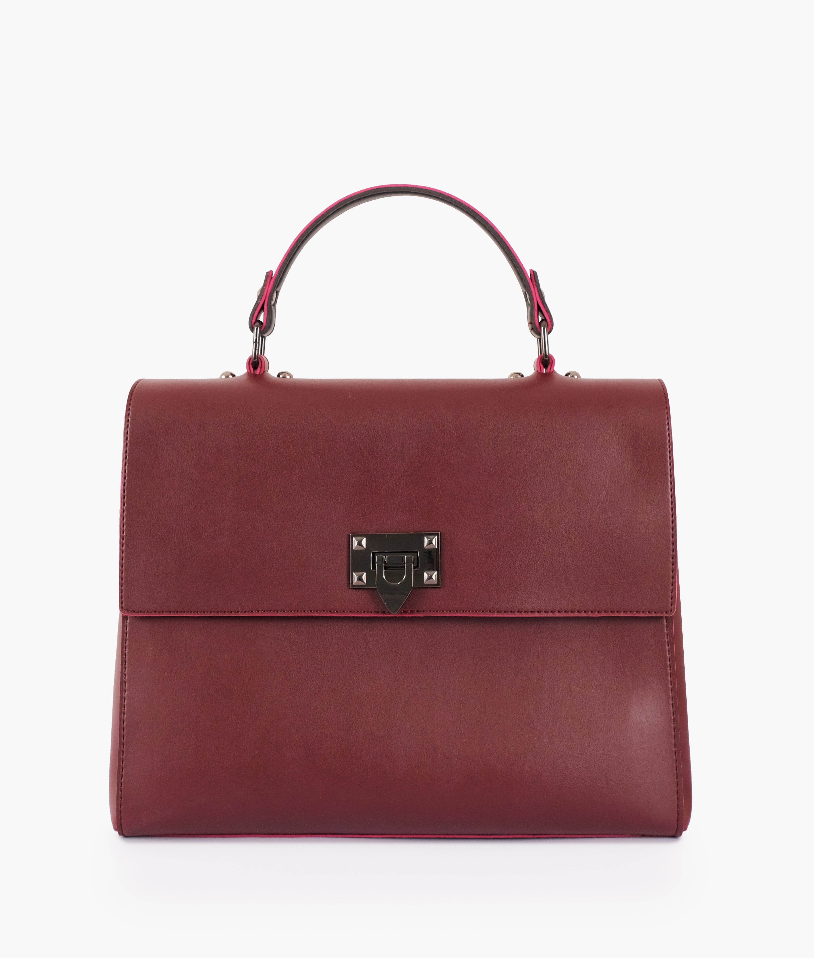 LumaVex - Burgundy flap-over top-handle bag