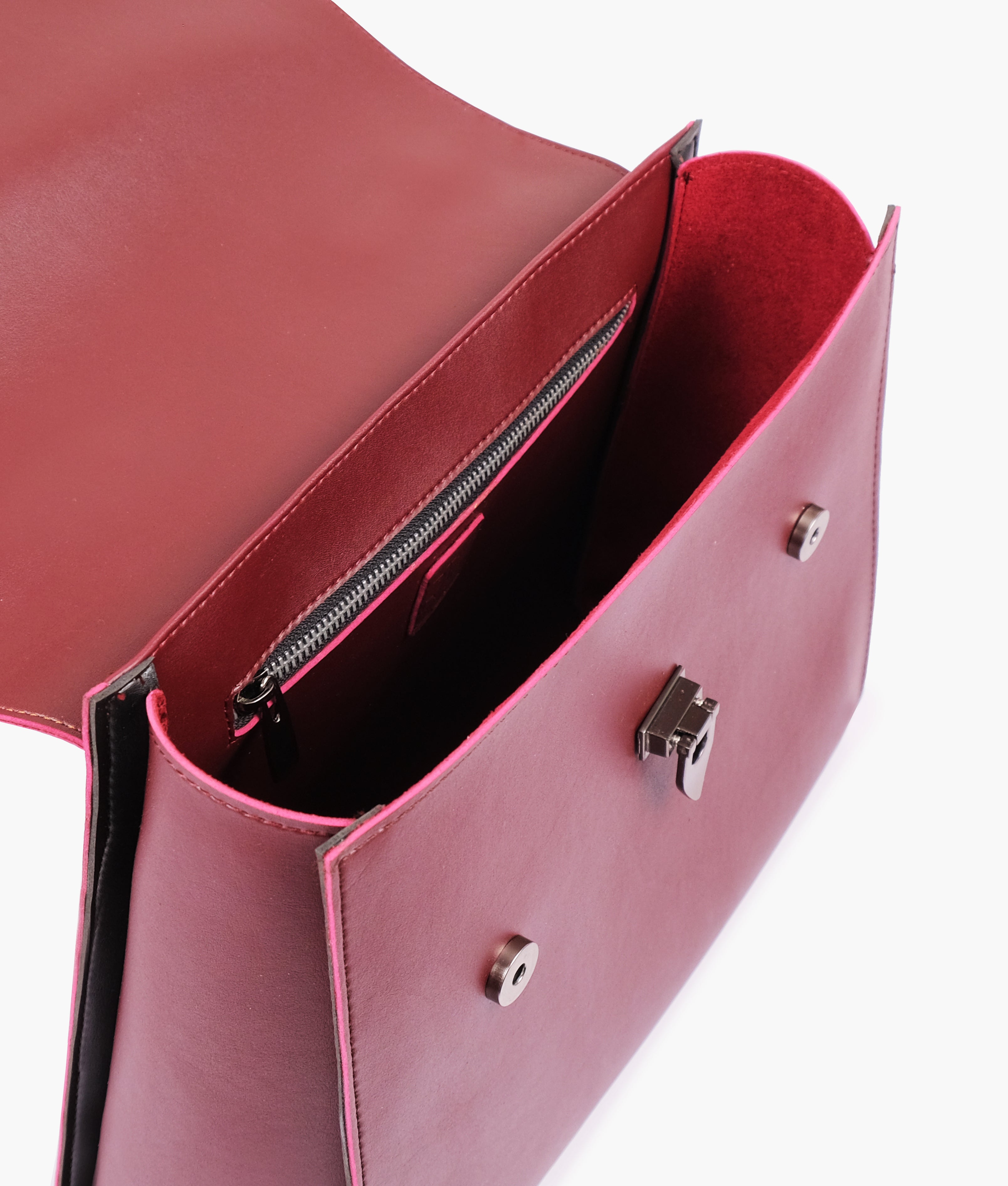 LumaVex - Burgundy flap-over top-handle bag