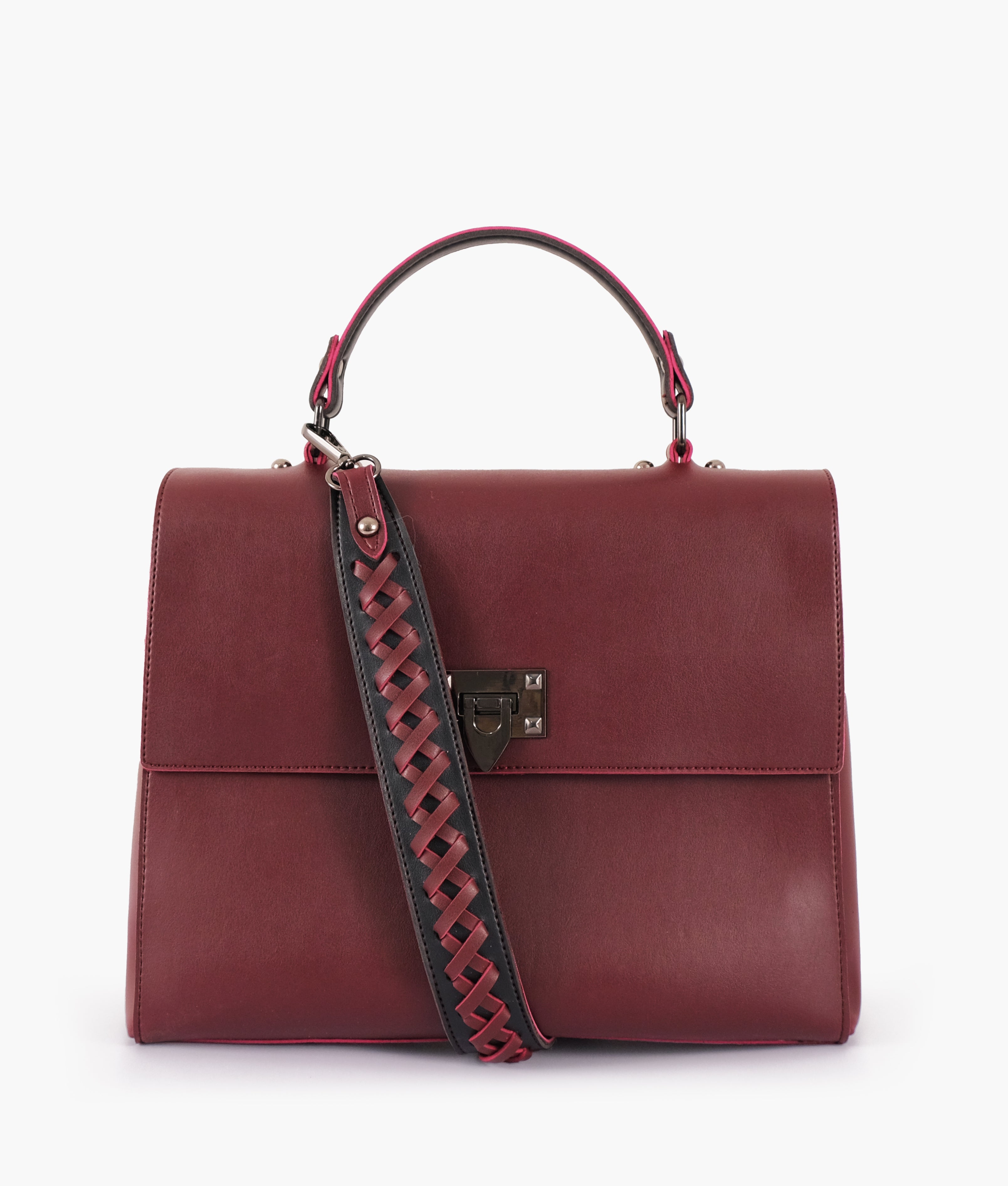 LumaVex - Burgundy flap-over top-handle bag