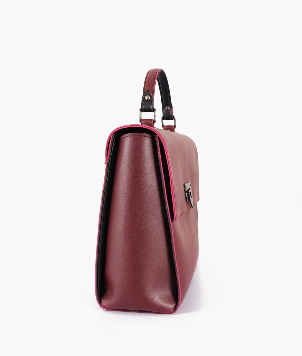 LumaVex - Burgundy flap-over top-handle bag