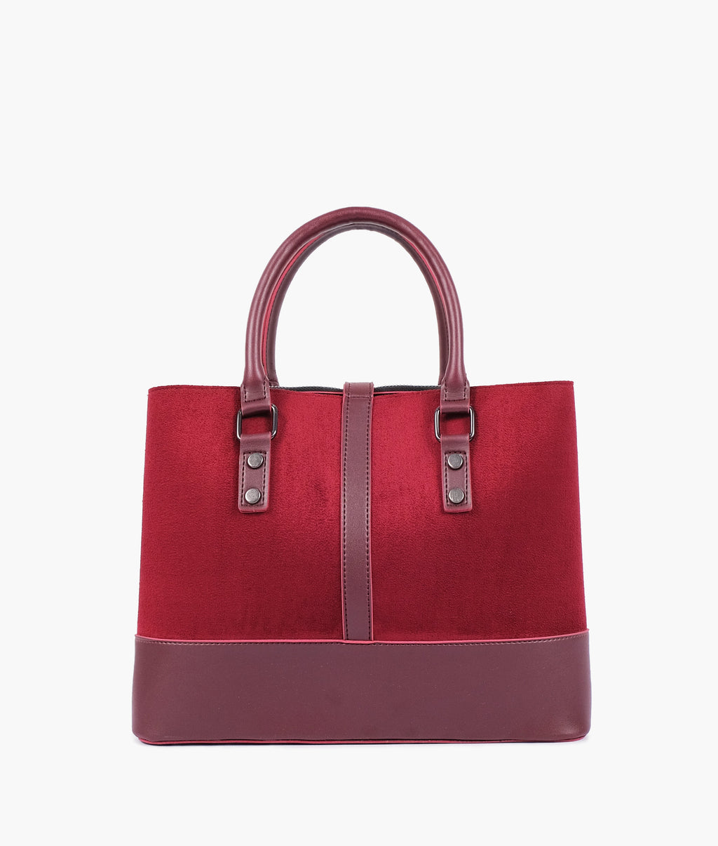 LumaVex - Burgundy suede multi-compartment shoulder bag