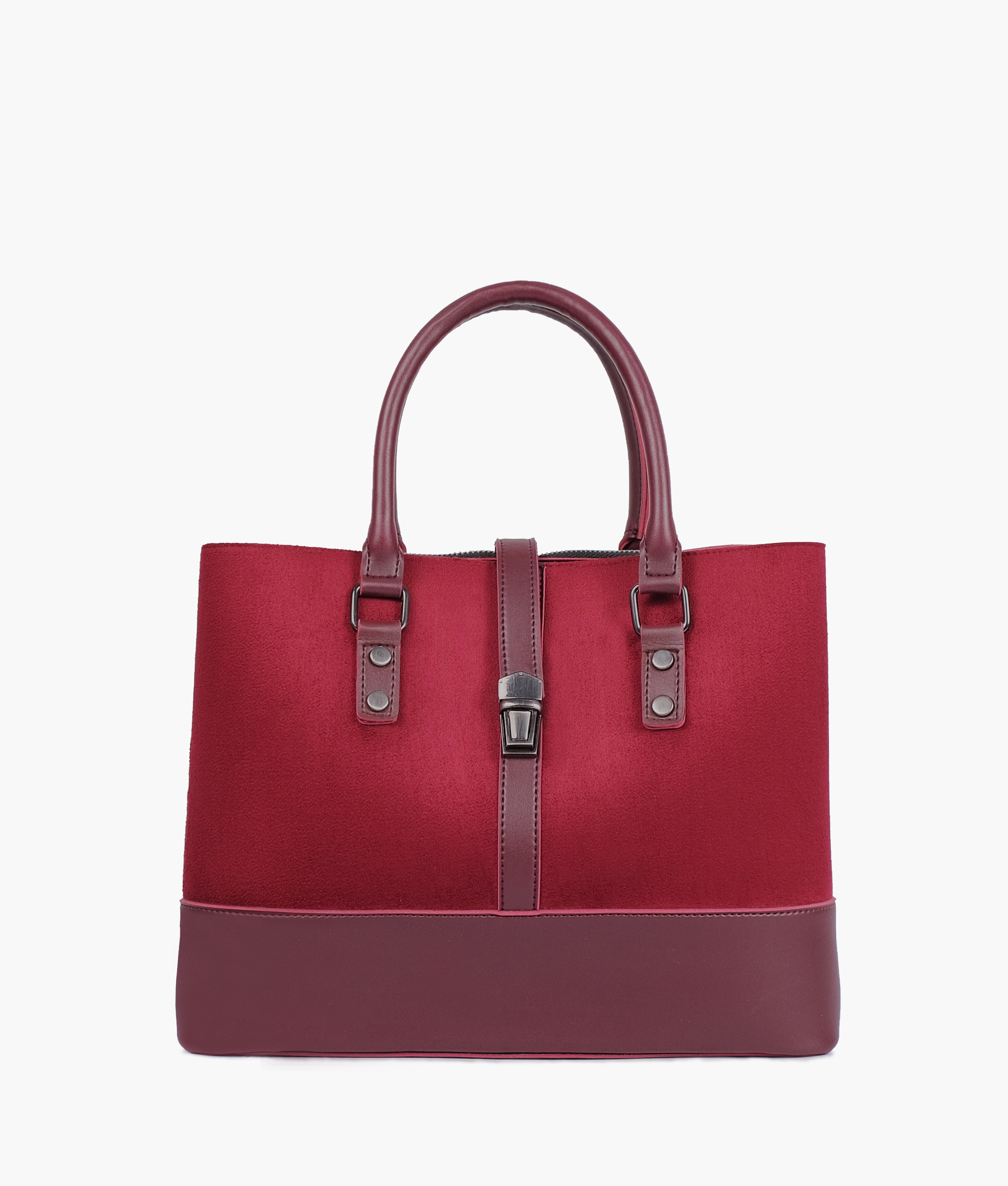 LumaVex - Burgundy suede multi-compartment shoulder bag