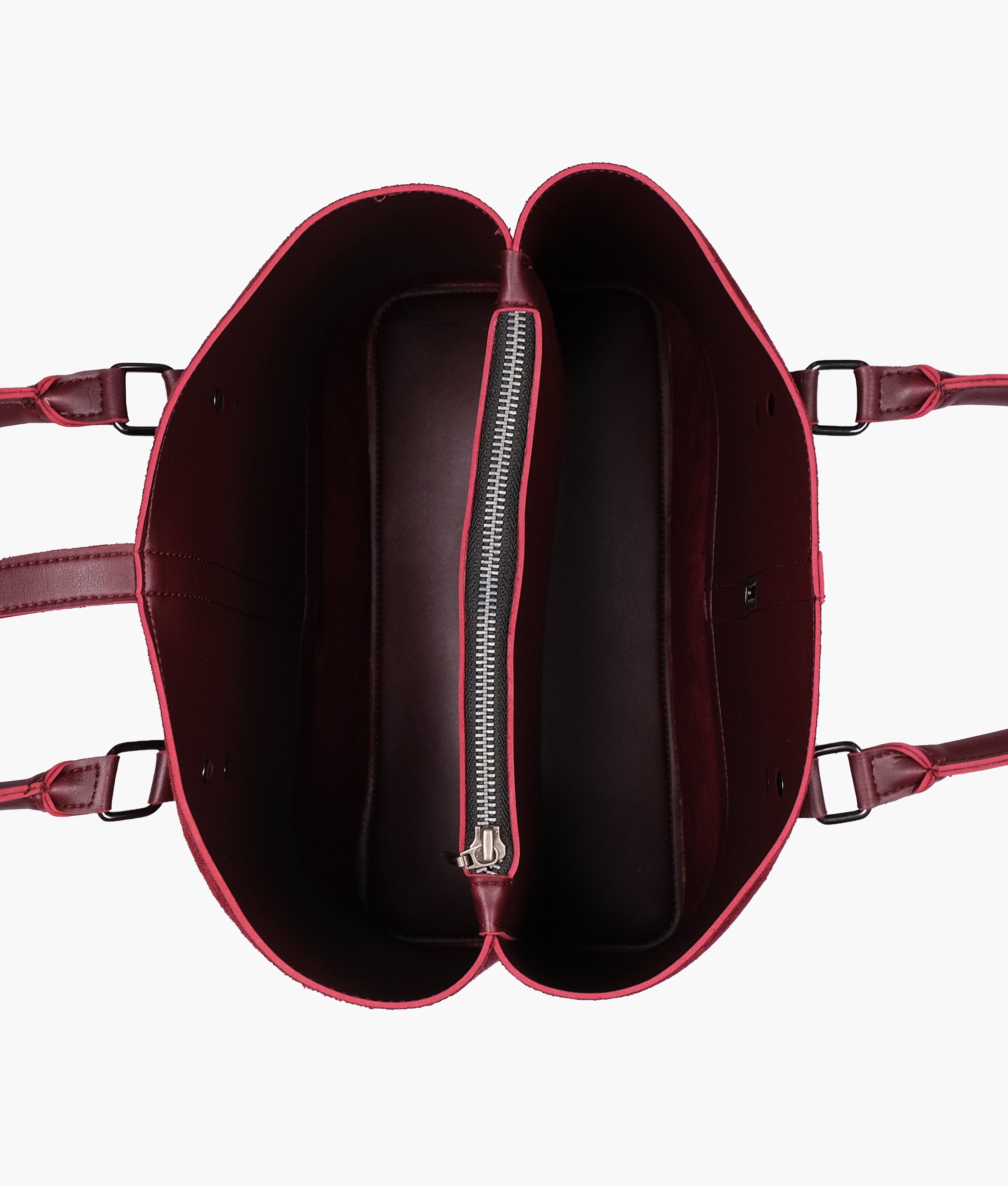 LumaVex - Burgundy suede multi-compartment shoulder bag