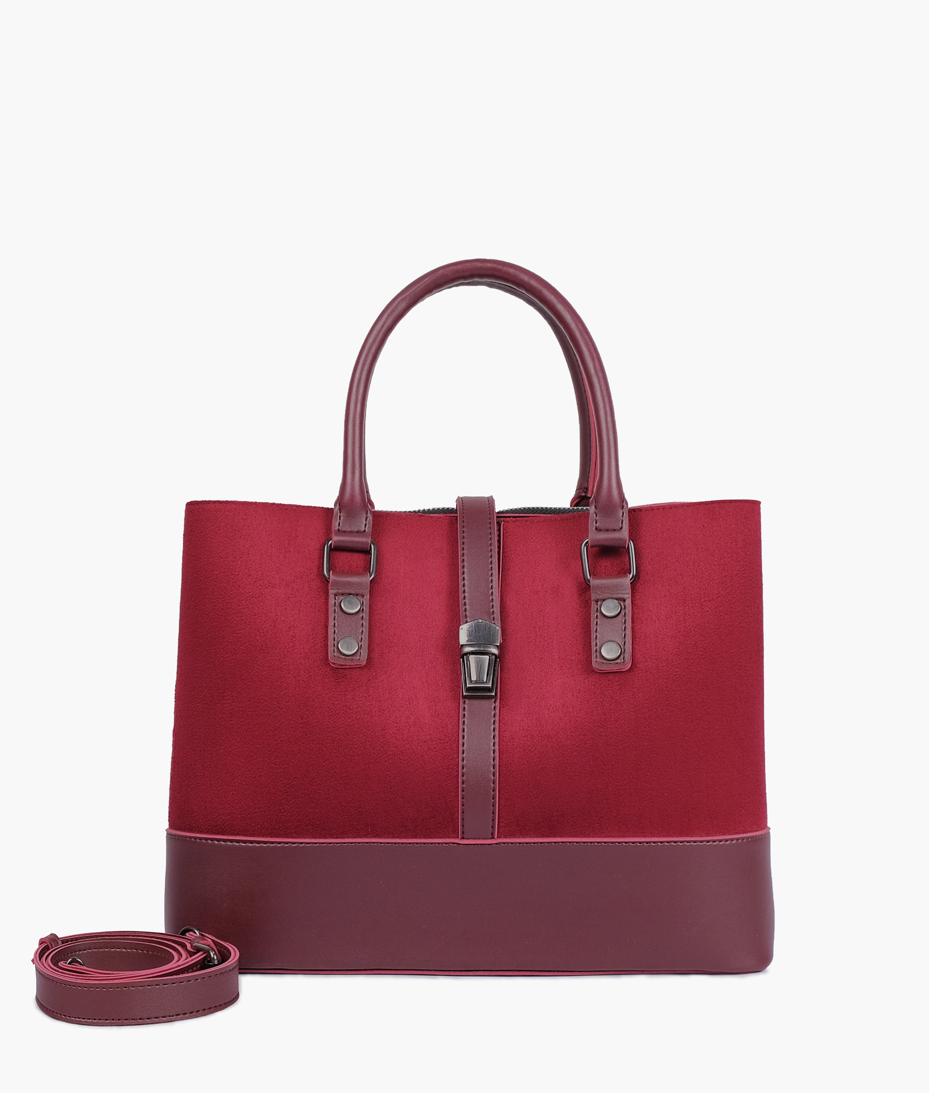 LumaVex - Burgundy suede multi-compartment shoulder bag