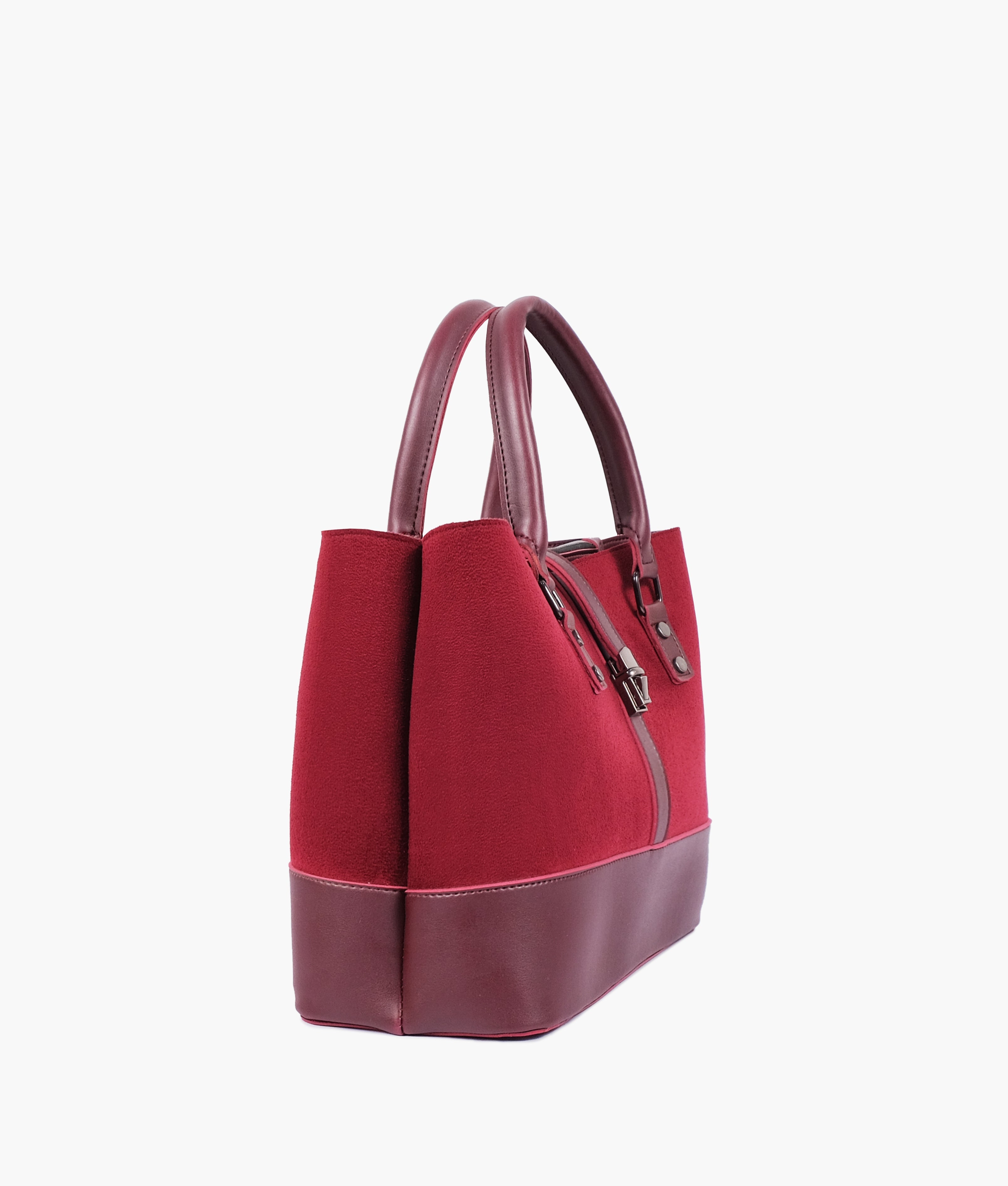 LumaVex - Burgundy suede multi-compartment shoulder bag