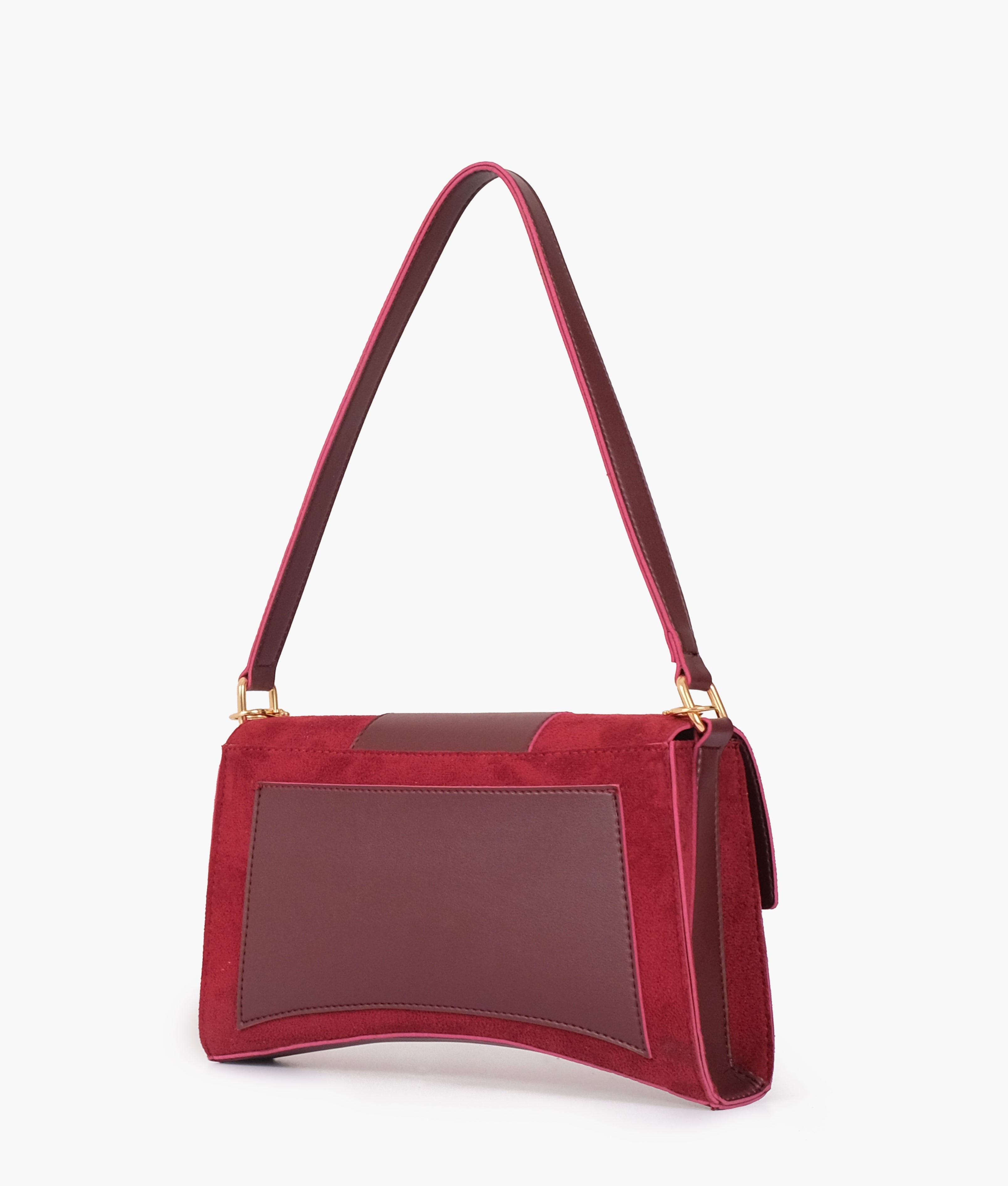 LumaVex - Burgundy suede buckle envelope bag
