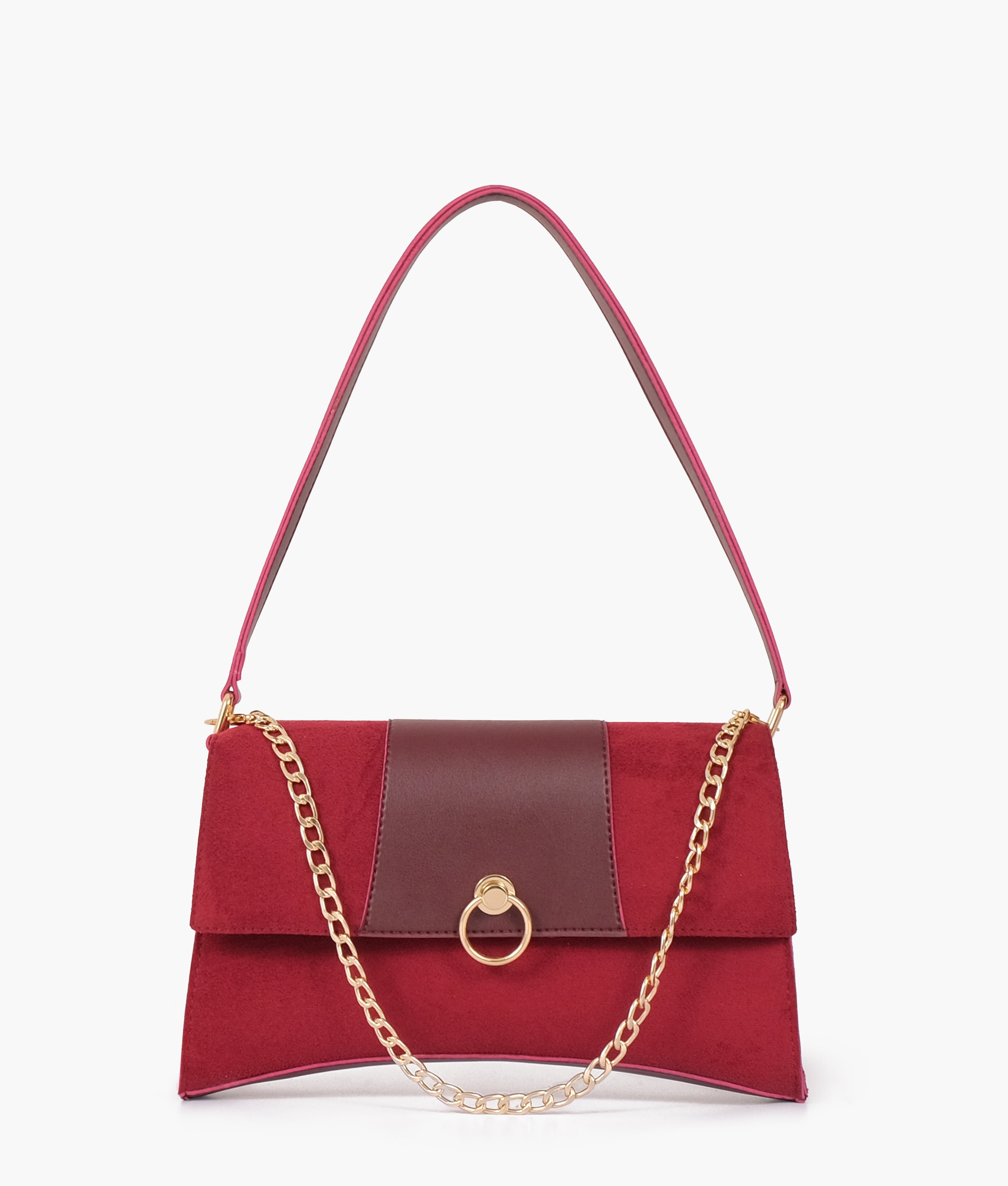 LumaVex - Burgundy suede buckle envelope bag