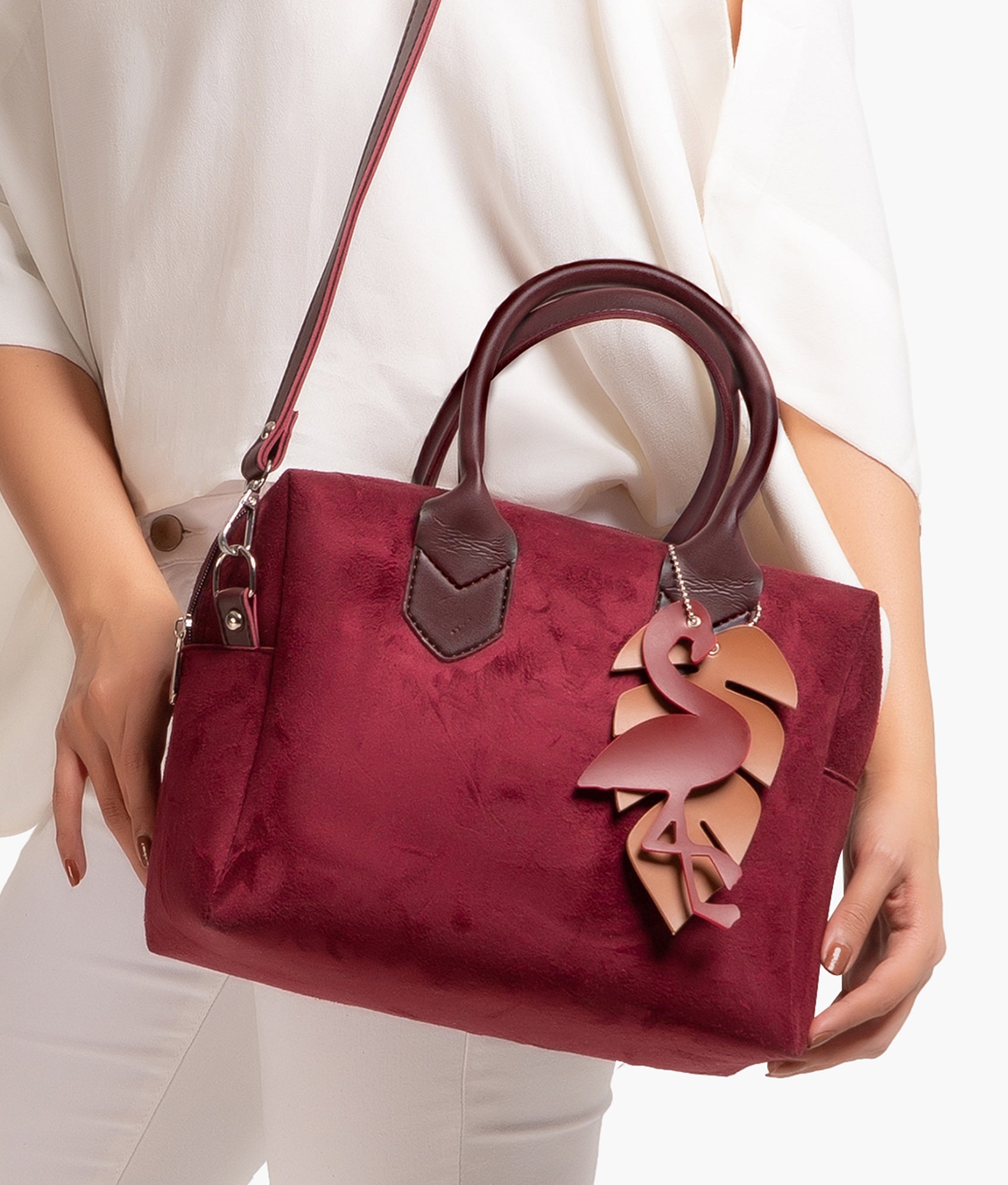 LumaVex - Burgundy suede mini bowling bag