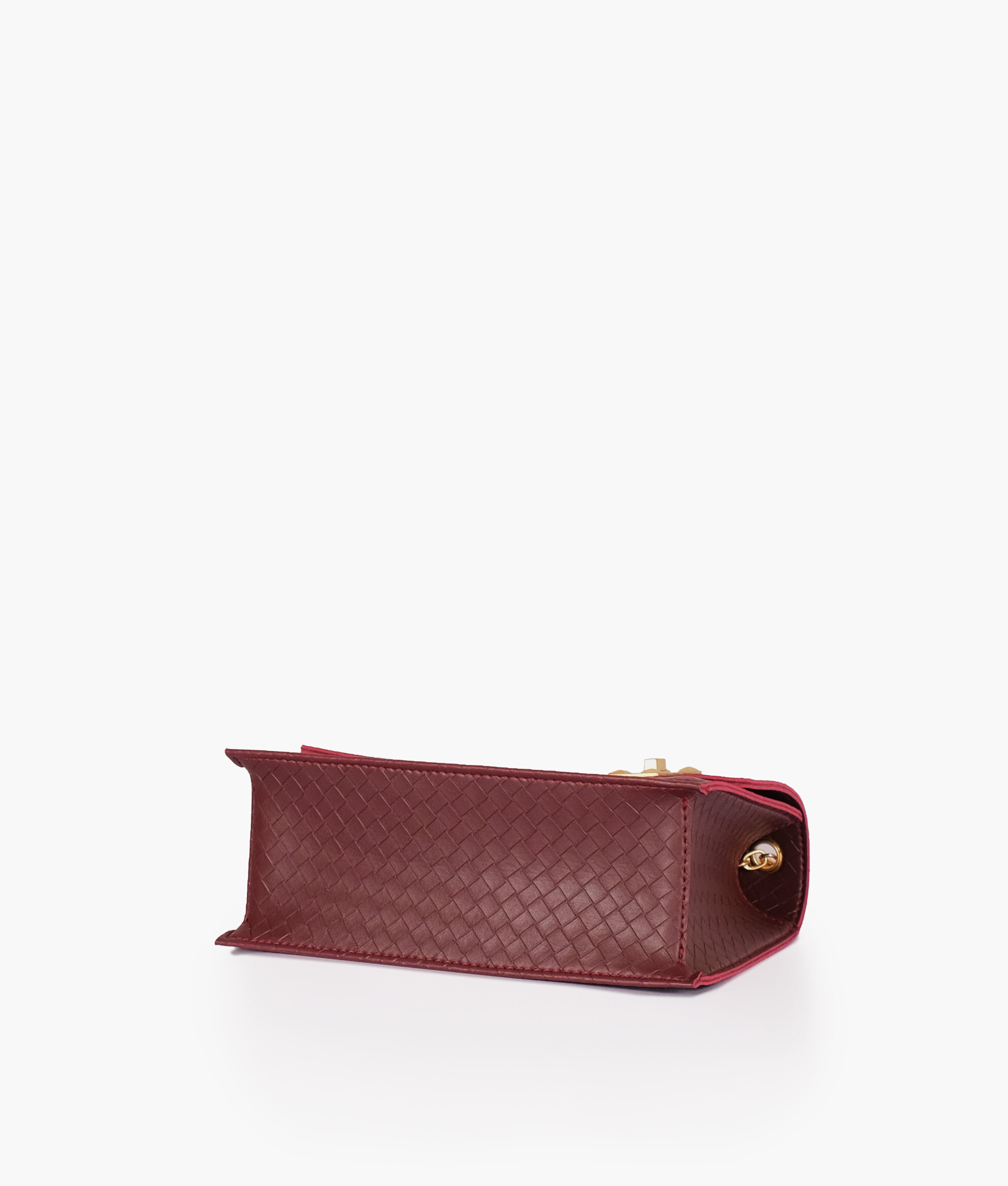 LumaVex - Burgundy weaved chain shoulder bag with twist lock