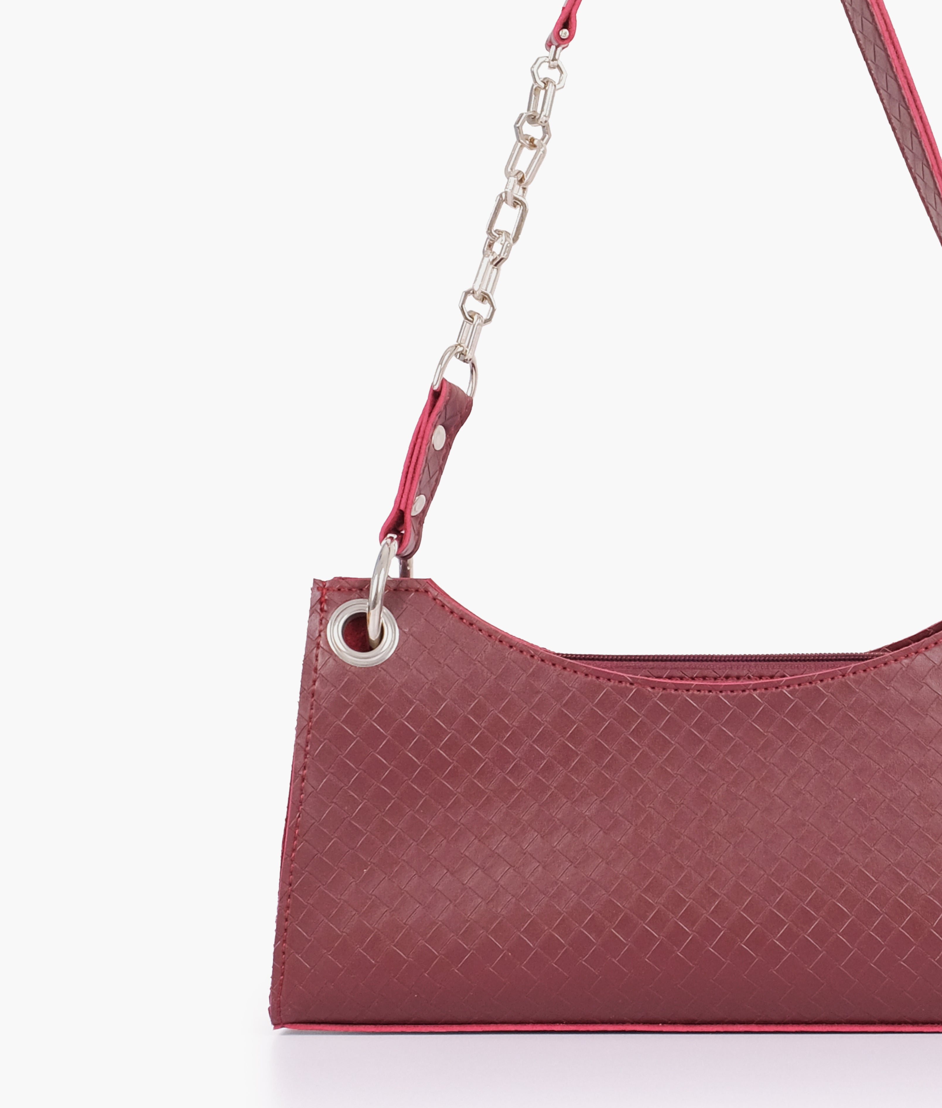 LumaVex - Burgundy weaved elongated chain handle purse
