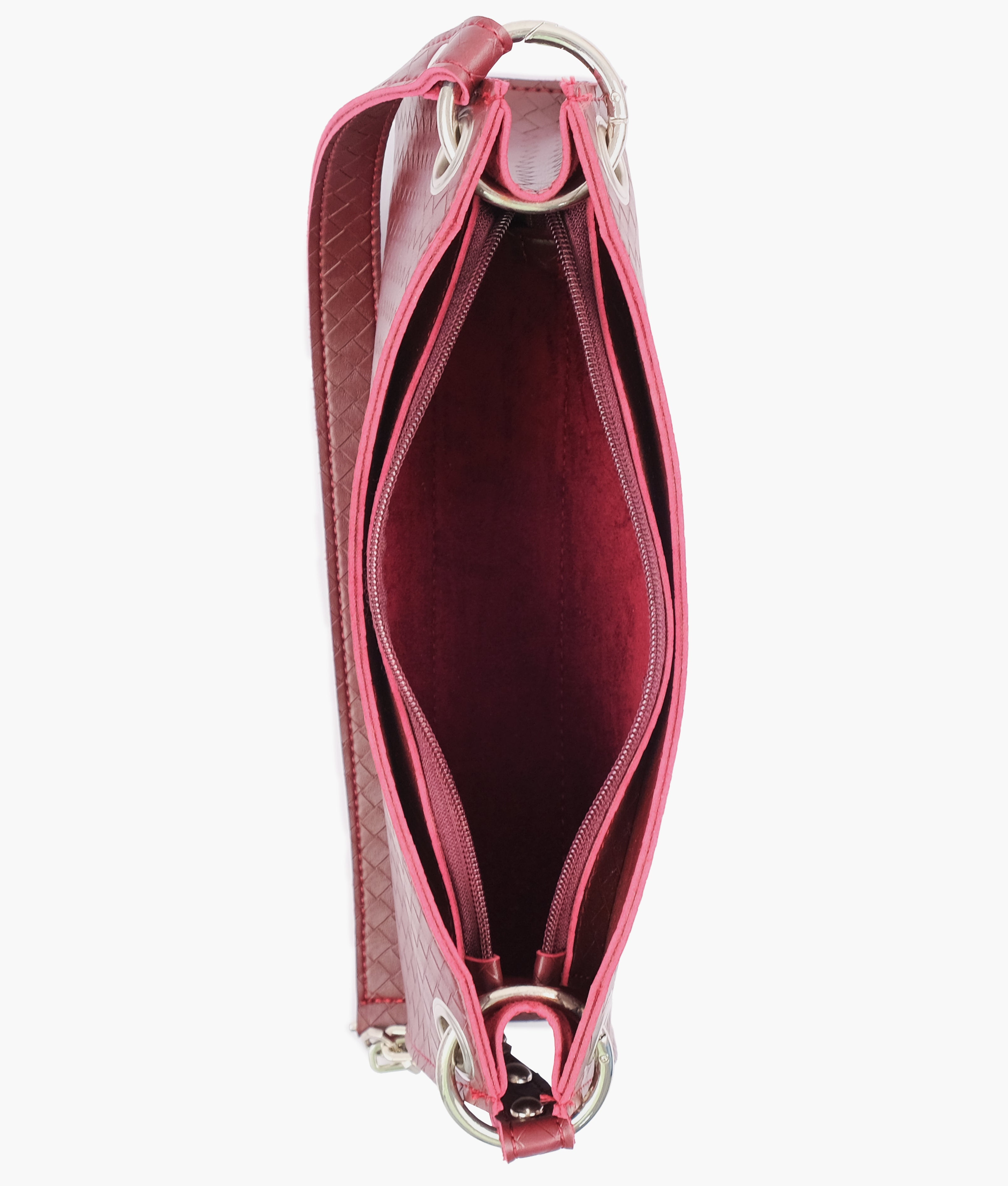 LumaVex - Burgundy weaved elongated chain handle purse