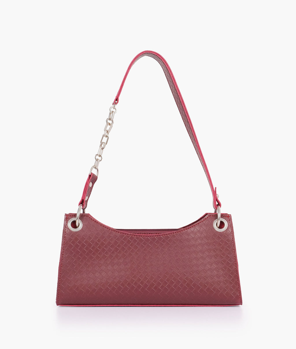 LumaVex - Burgundy weaved elongated chain handle purse