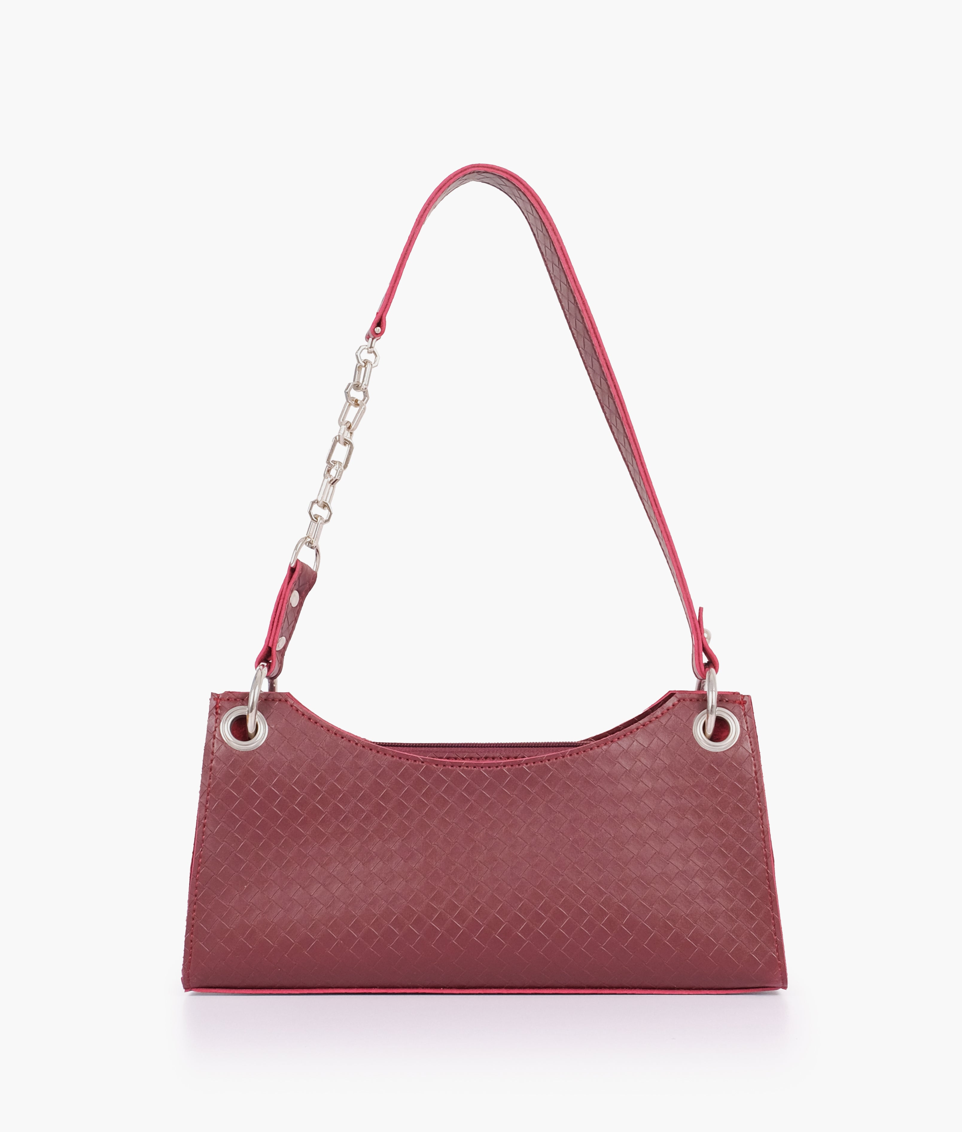 LumaVex - Burgundy weaved elongated chain handle purse