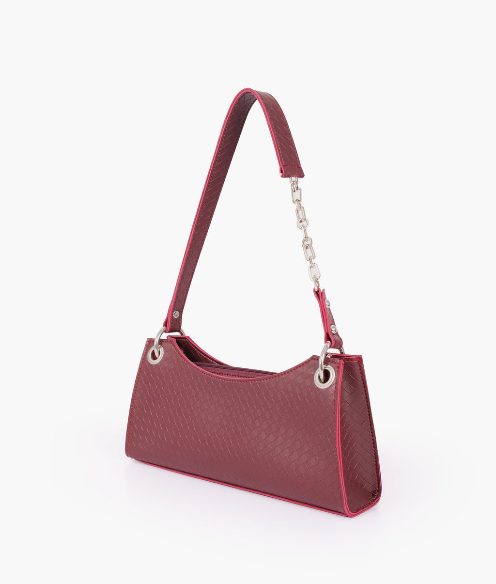 LumaVex - Burgundy weaved elongated chain handle purse