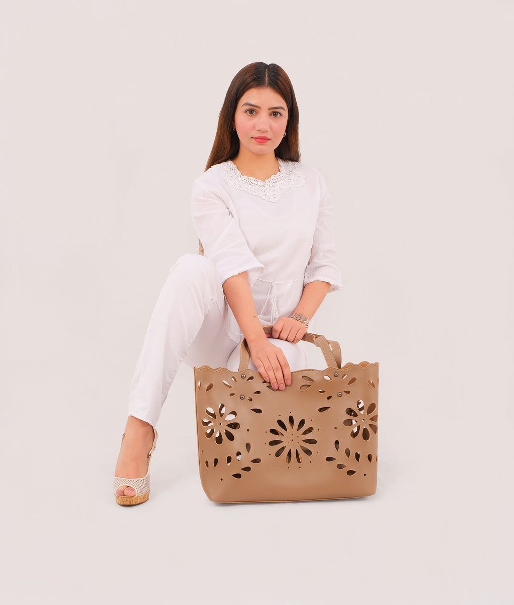 LumaVex - Coffee two-piece floral tote