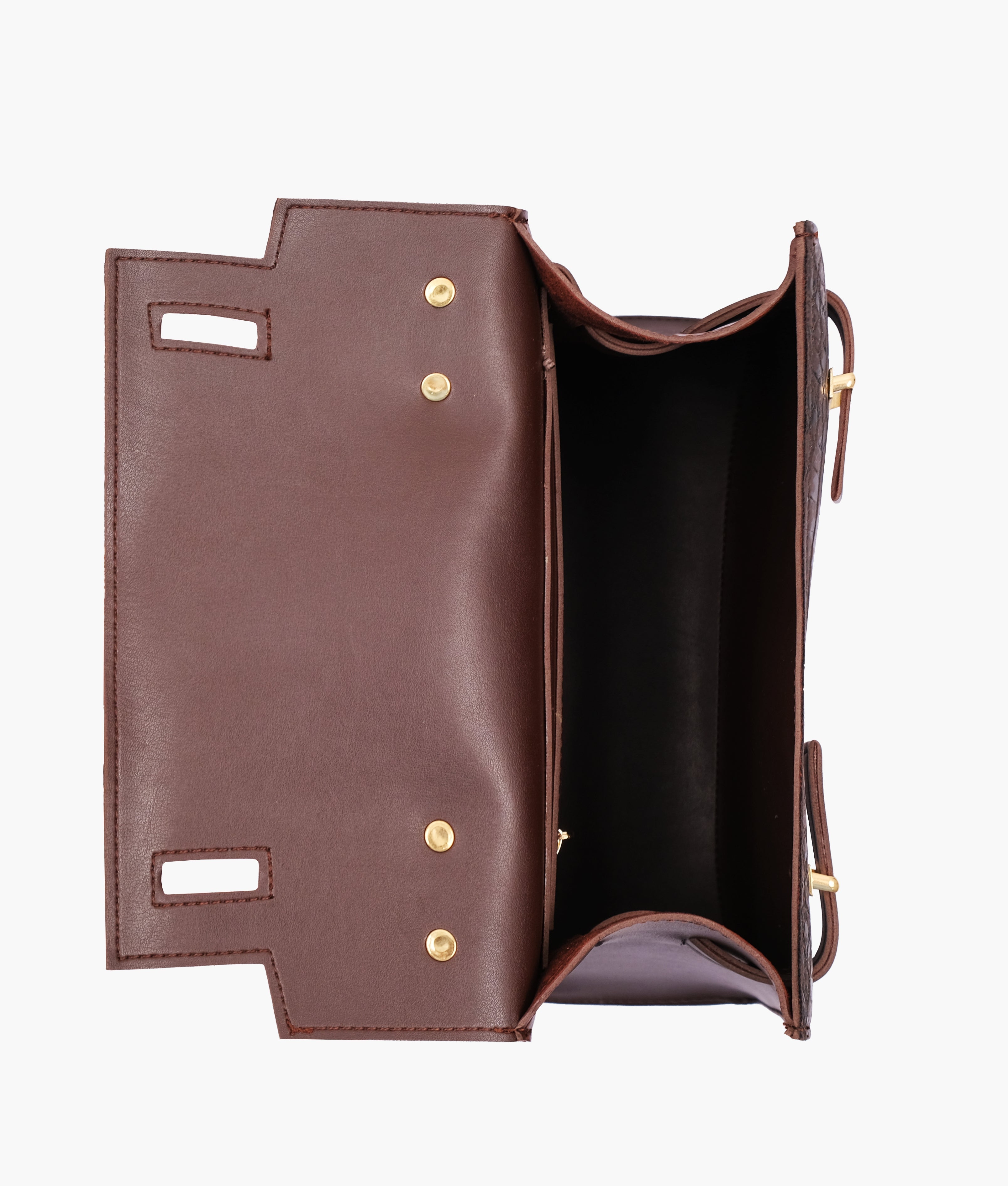 LumaVex - Dark brown crocodile cross-body bag with top-handle