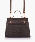 LumaVex - Dark brown crocodile cross-body bag with top-handle