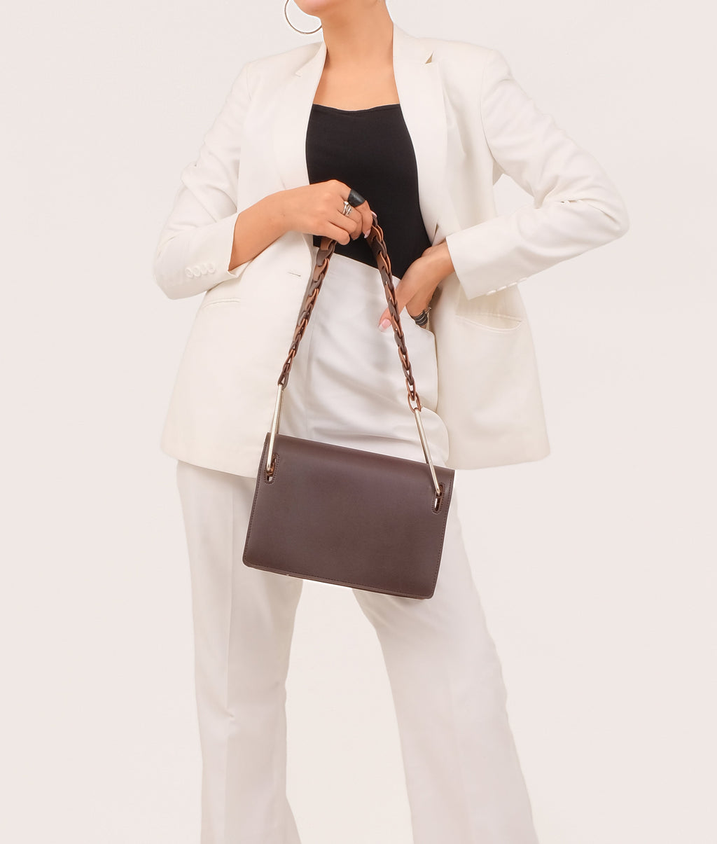 LumaVex - Dark brown loop strap shoulder bag