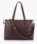LumaVex - Dark brown quilted carryall tote bag