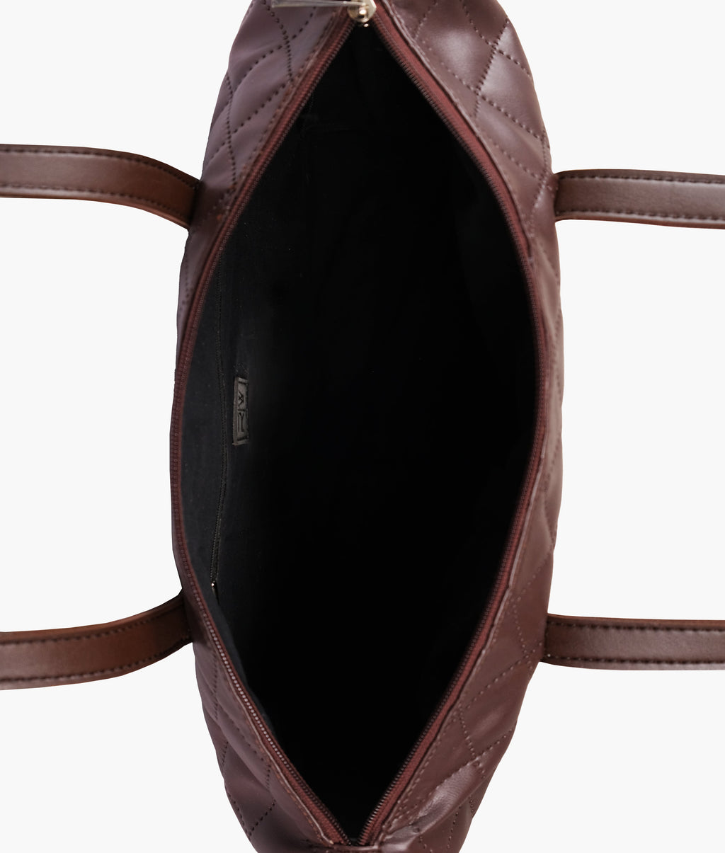LumaVex - Dark brown quilted carryall tote bag