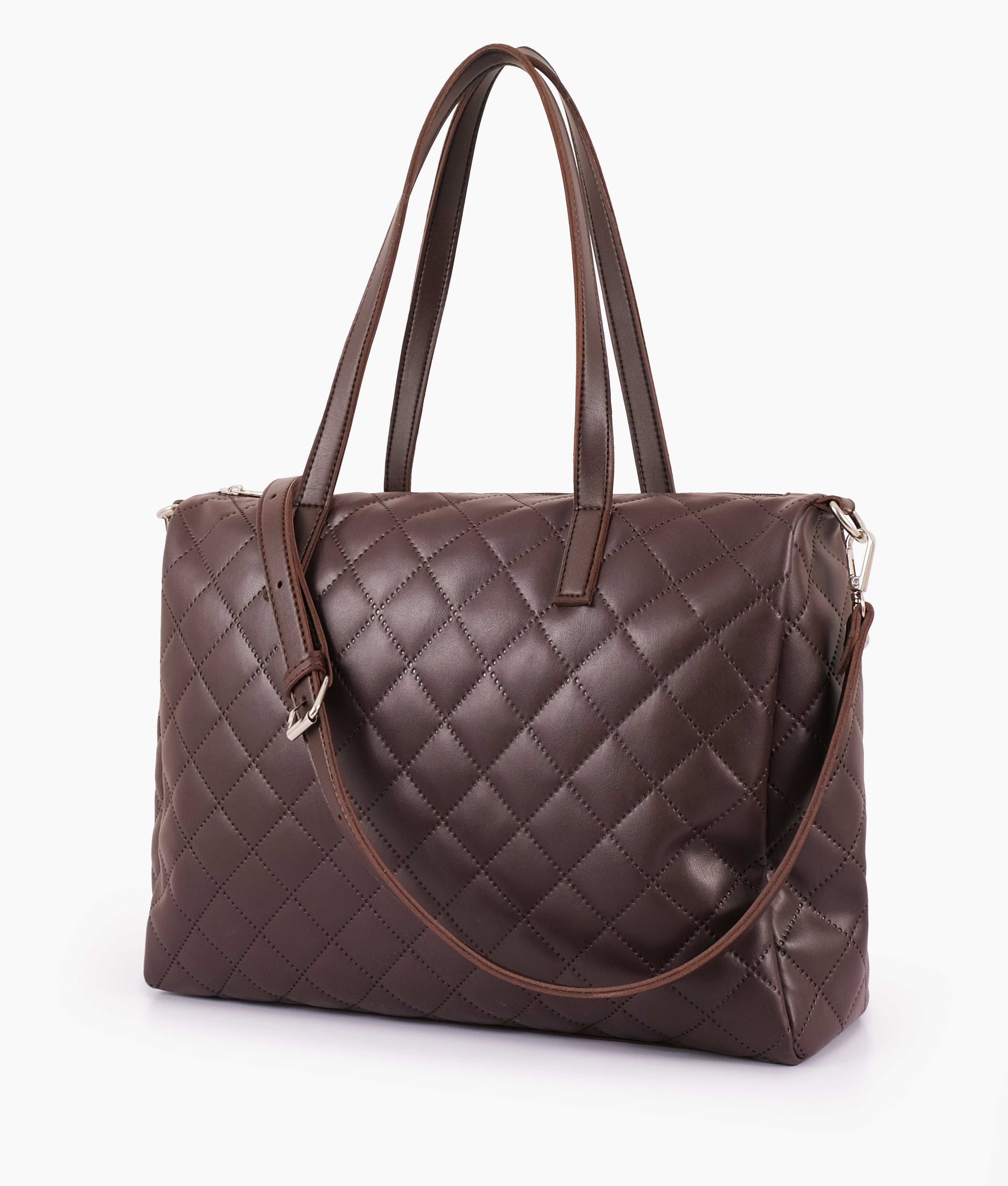 LumaVex - Dark brown quilted carryall tote bag