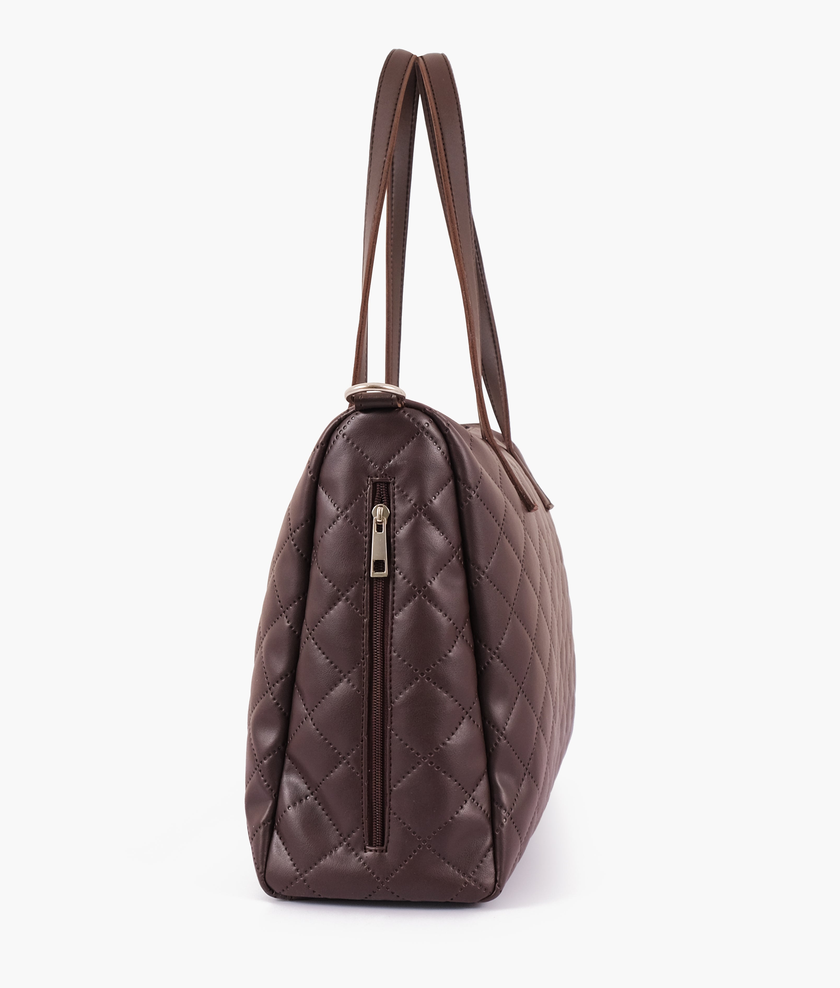 LumaVex - Dark brown quilted carryall tote bag