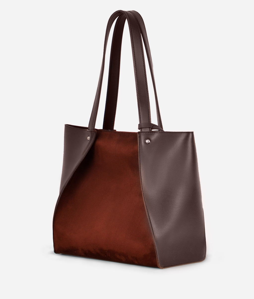 LumaVex - Dark brown suede shopping tote bag