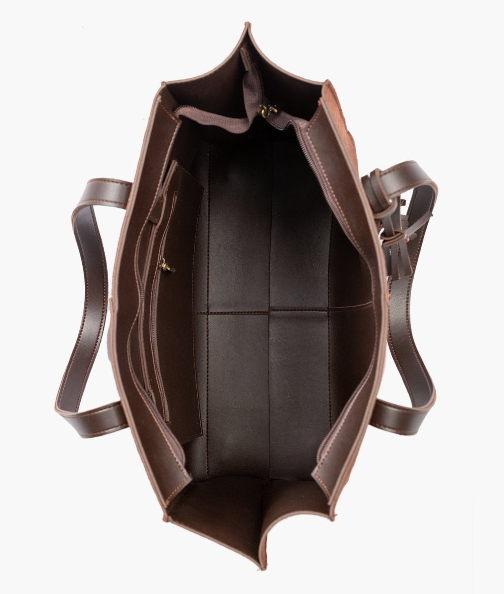 LumaVex - Dark brown suede over the shoulder tote bag