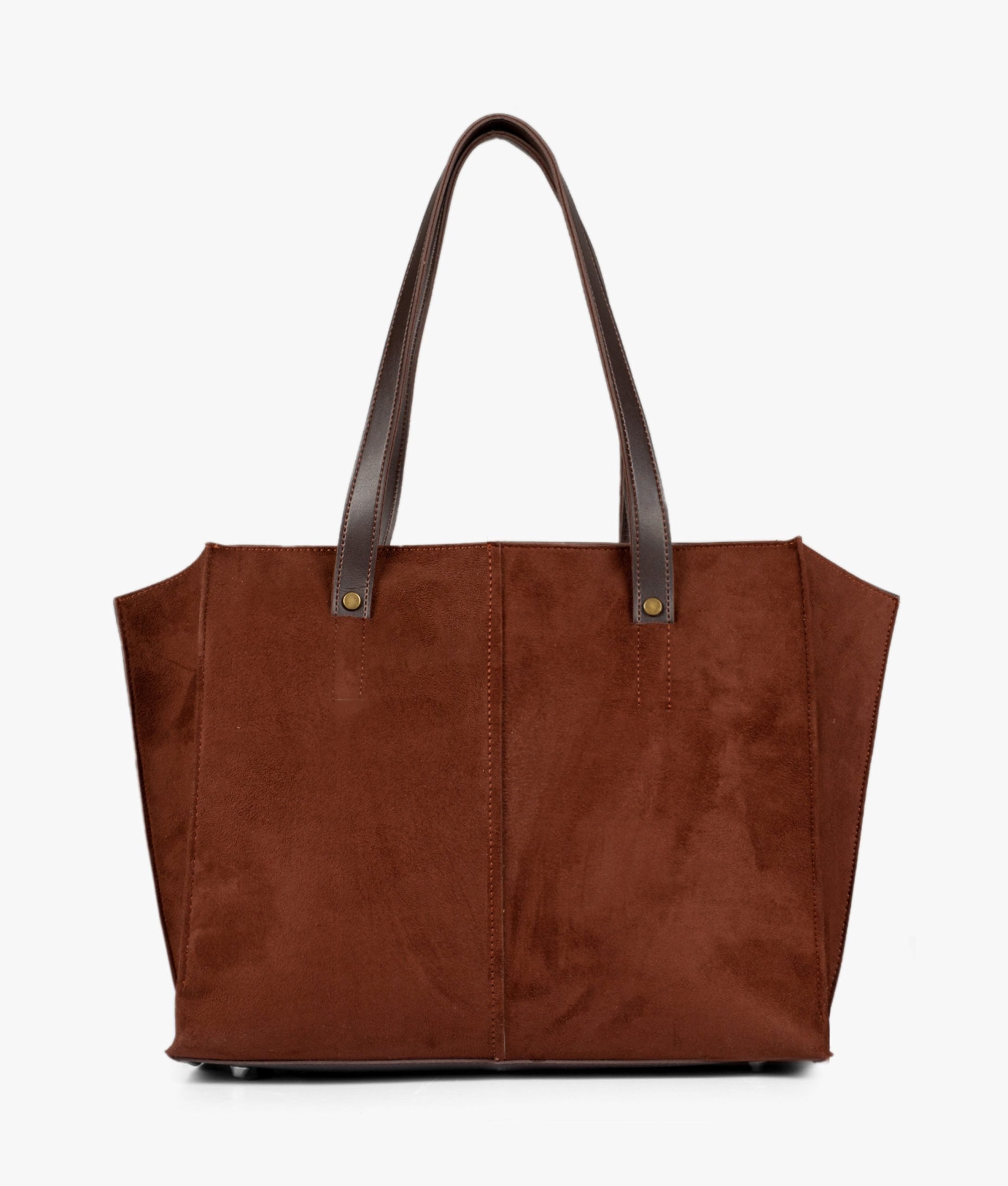 LumaVex - Dark brown suede over the shoulder tote bag