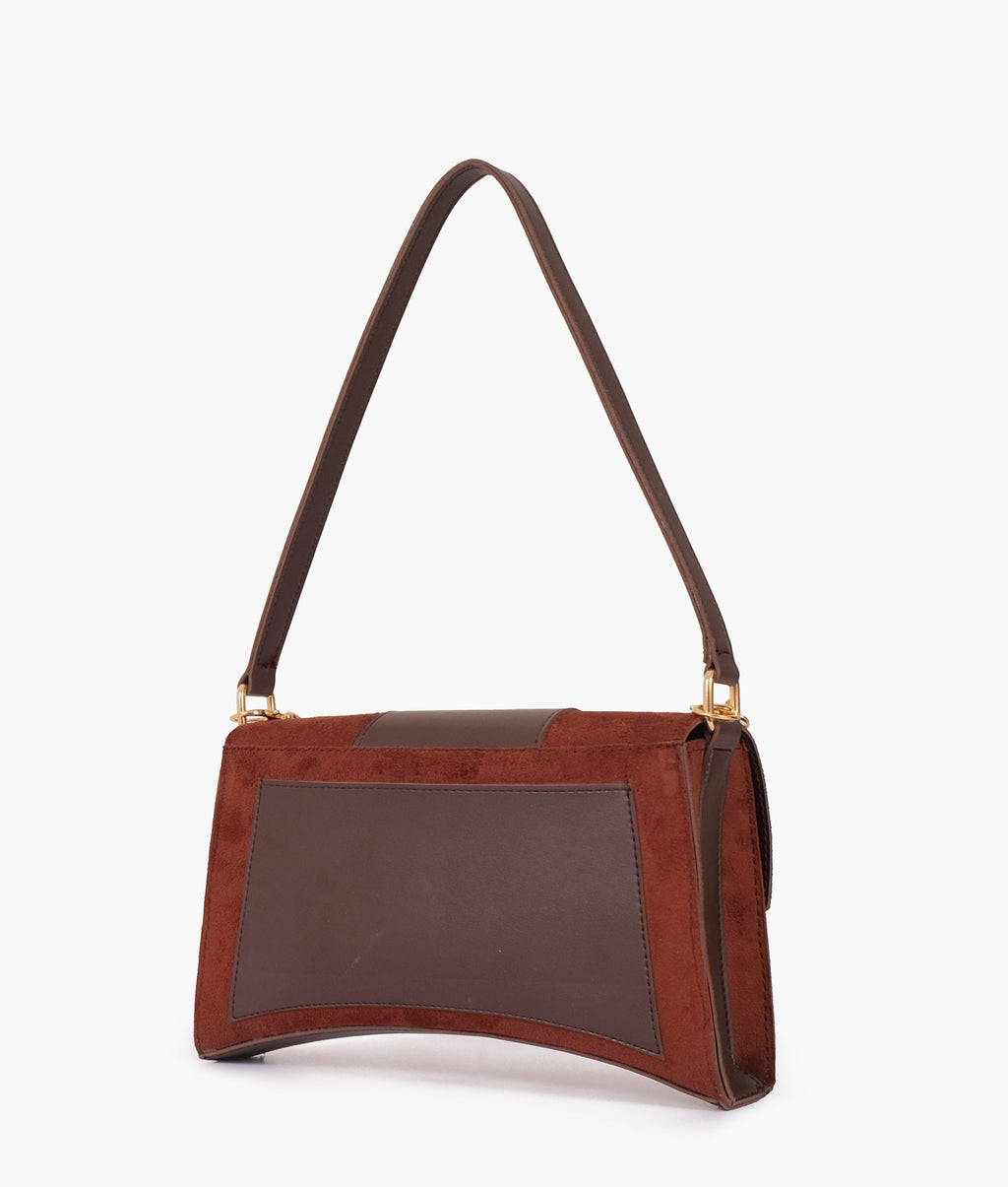 LumaVex - Dark brown suede buckle envelope bag