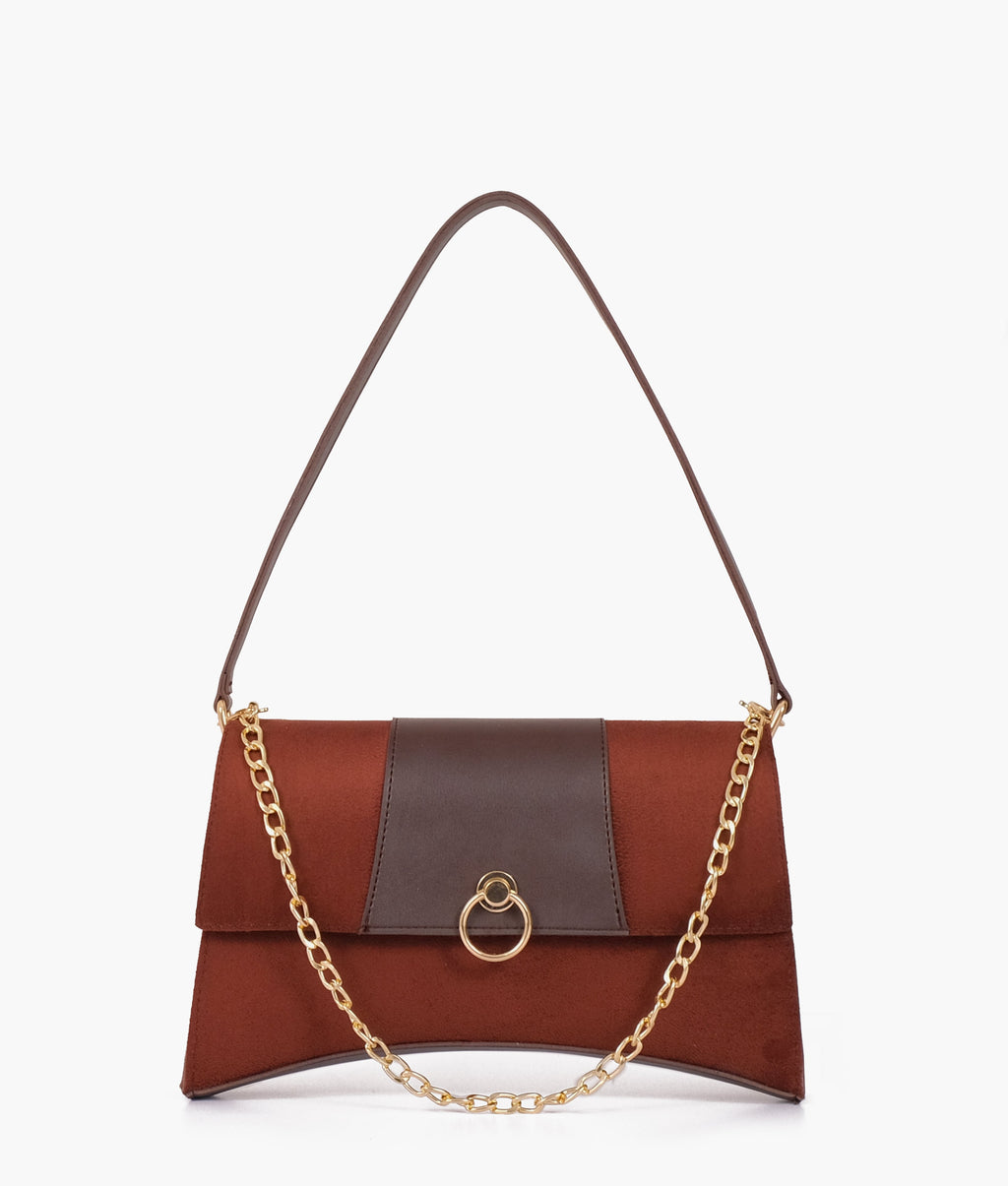 LumaVex - Dark brown suede buckle envelope bag