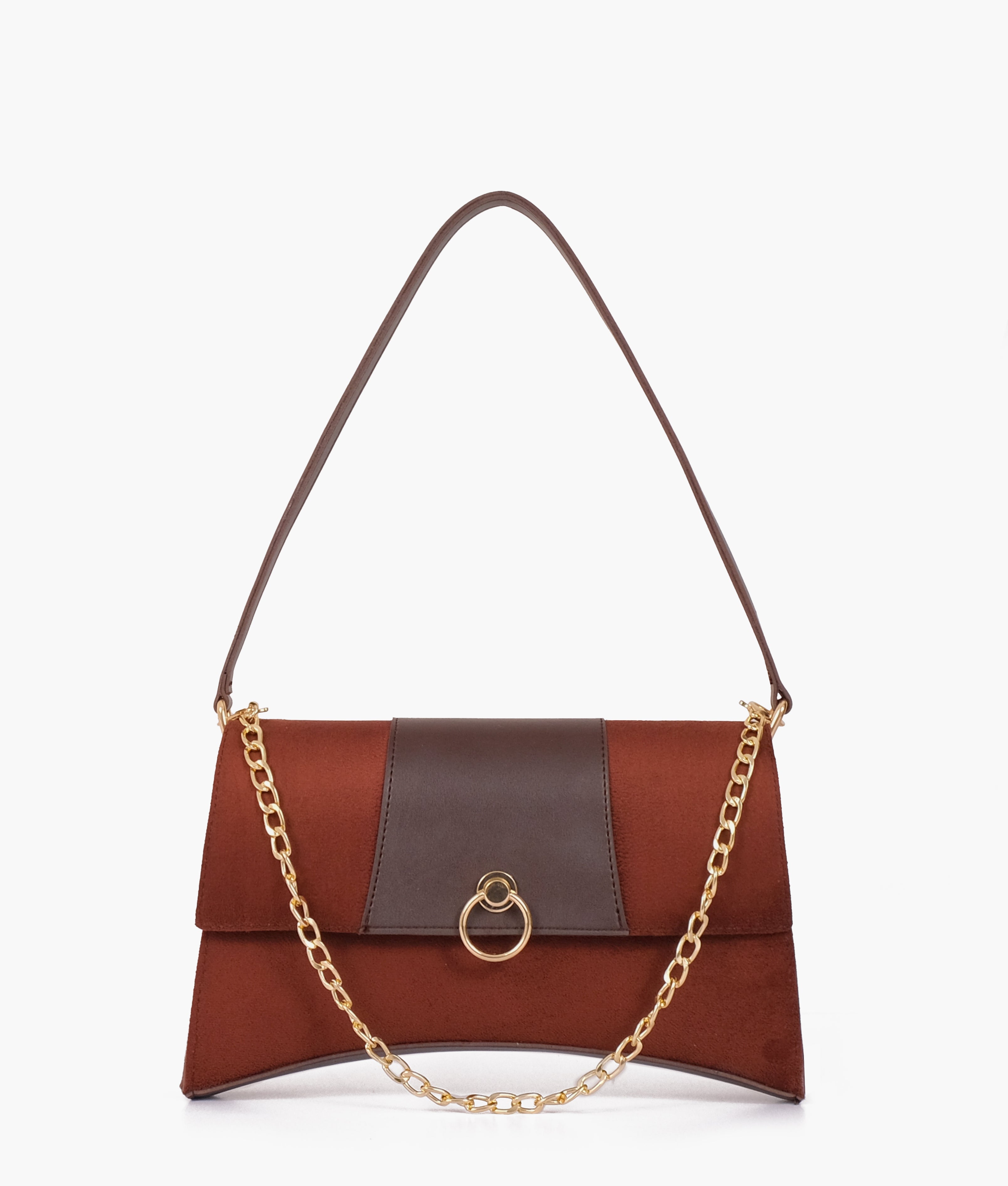 LumaVex - Dark brown suede buckle envelope bag