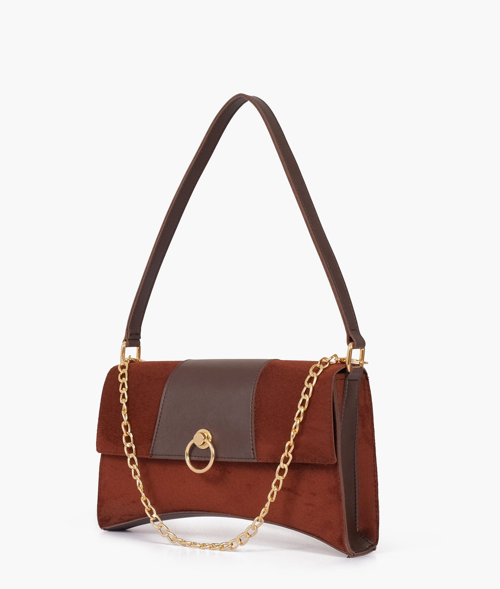 LumaVex - Dark brown suede buckle envelope bag