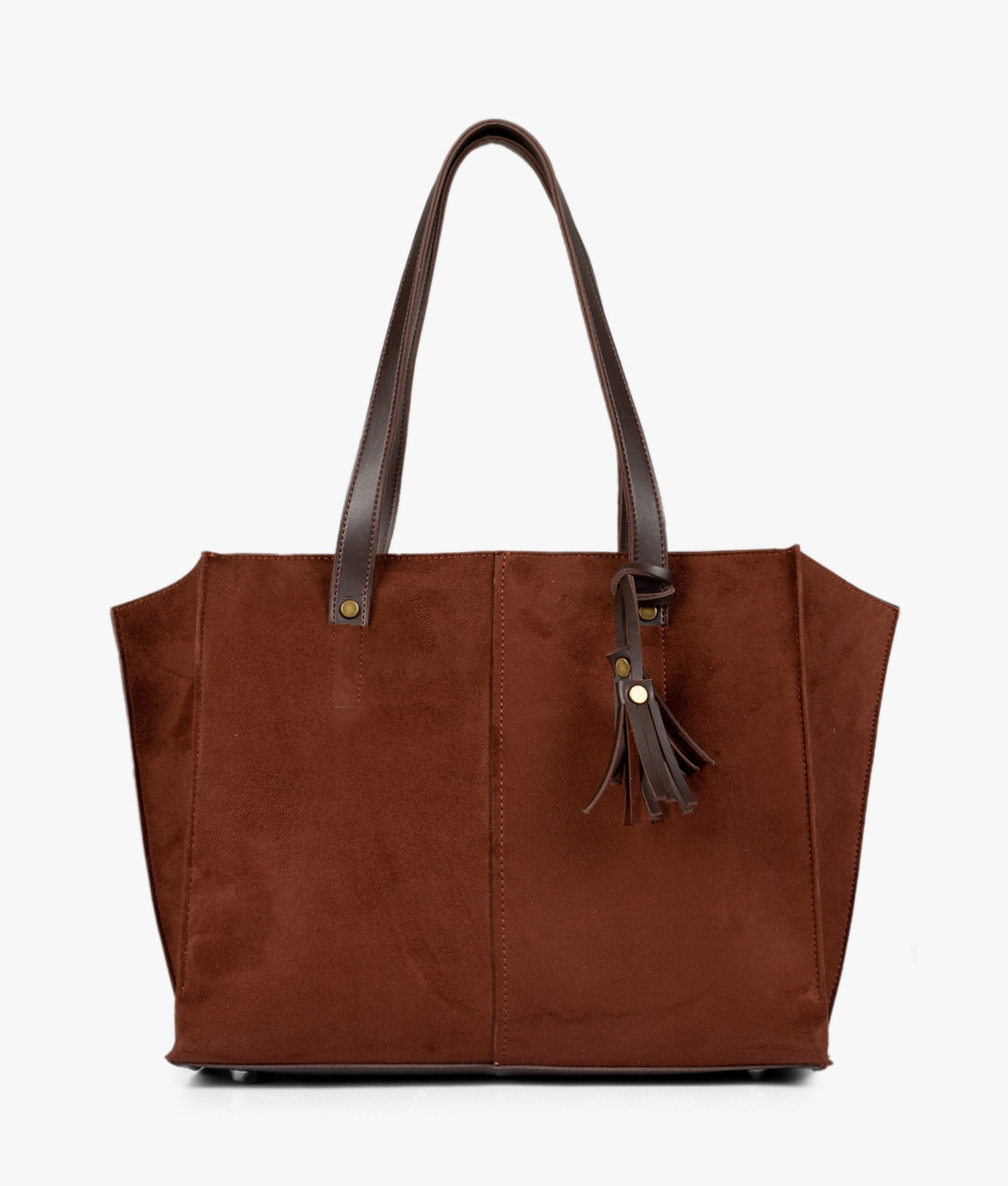 LumaVex - Dark brown suede over the shoulder tote bag
