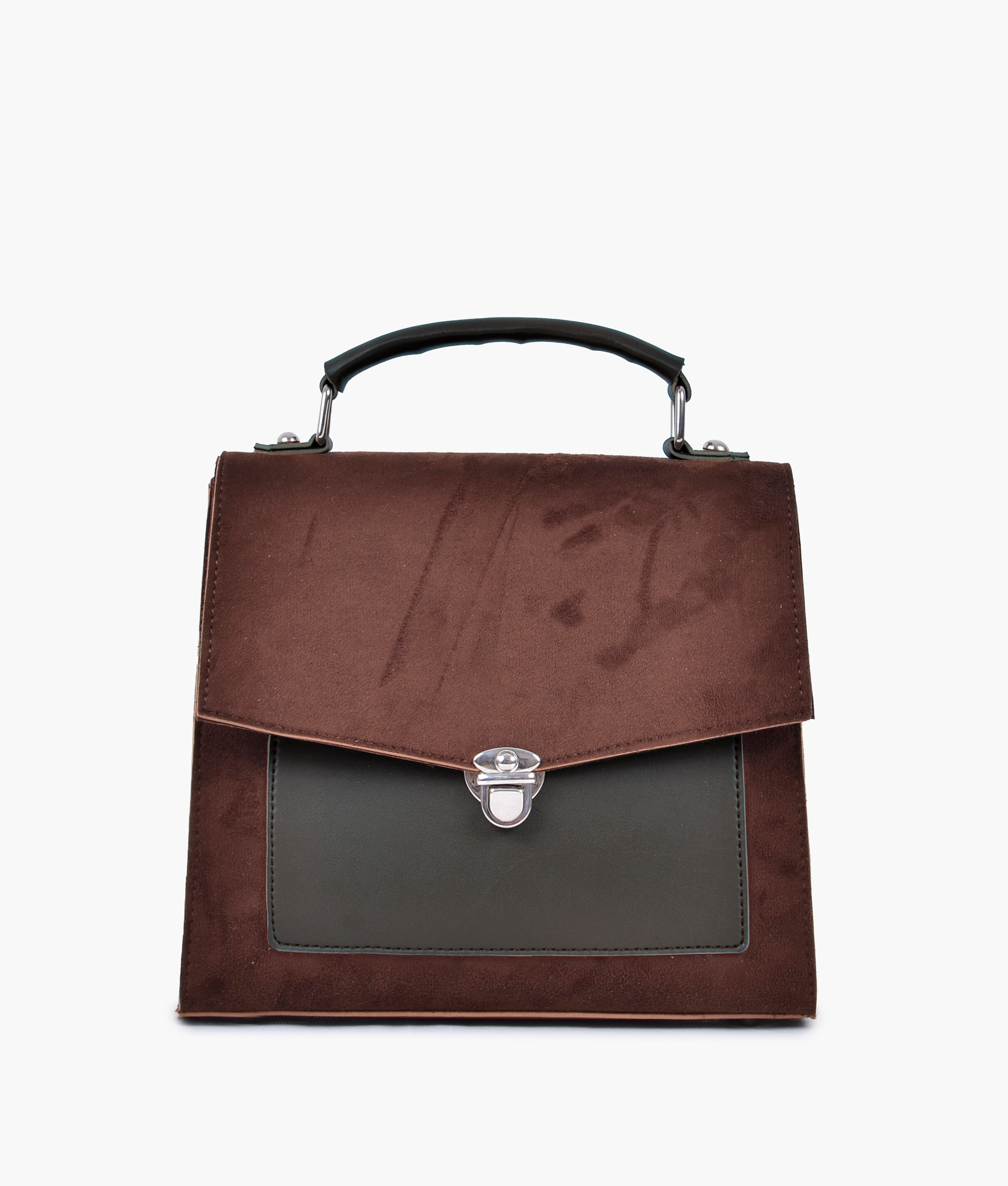 LumaVex - Dark brown suede push-lock messenger bag