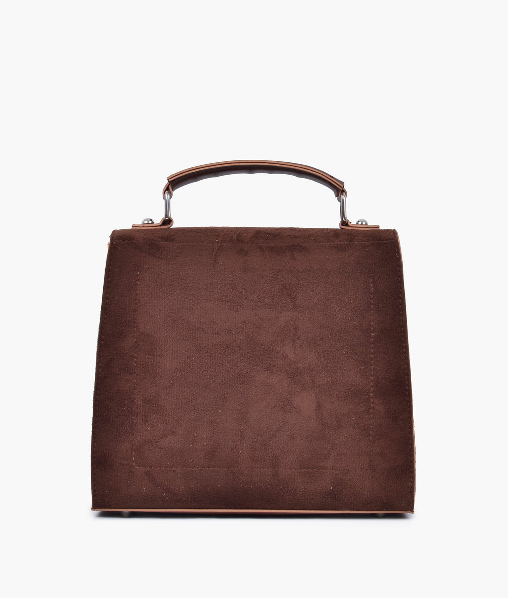 LumaVex - Dark brown suede push-lock messenger bag