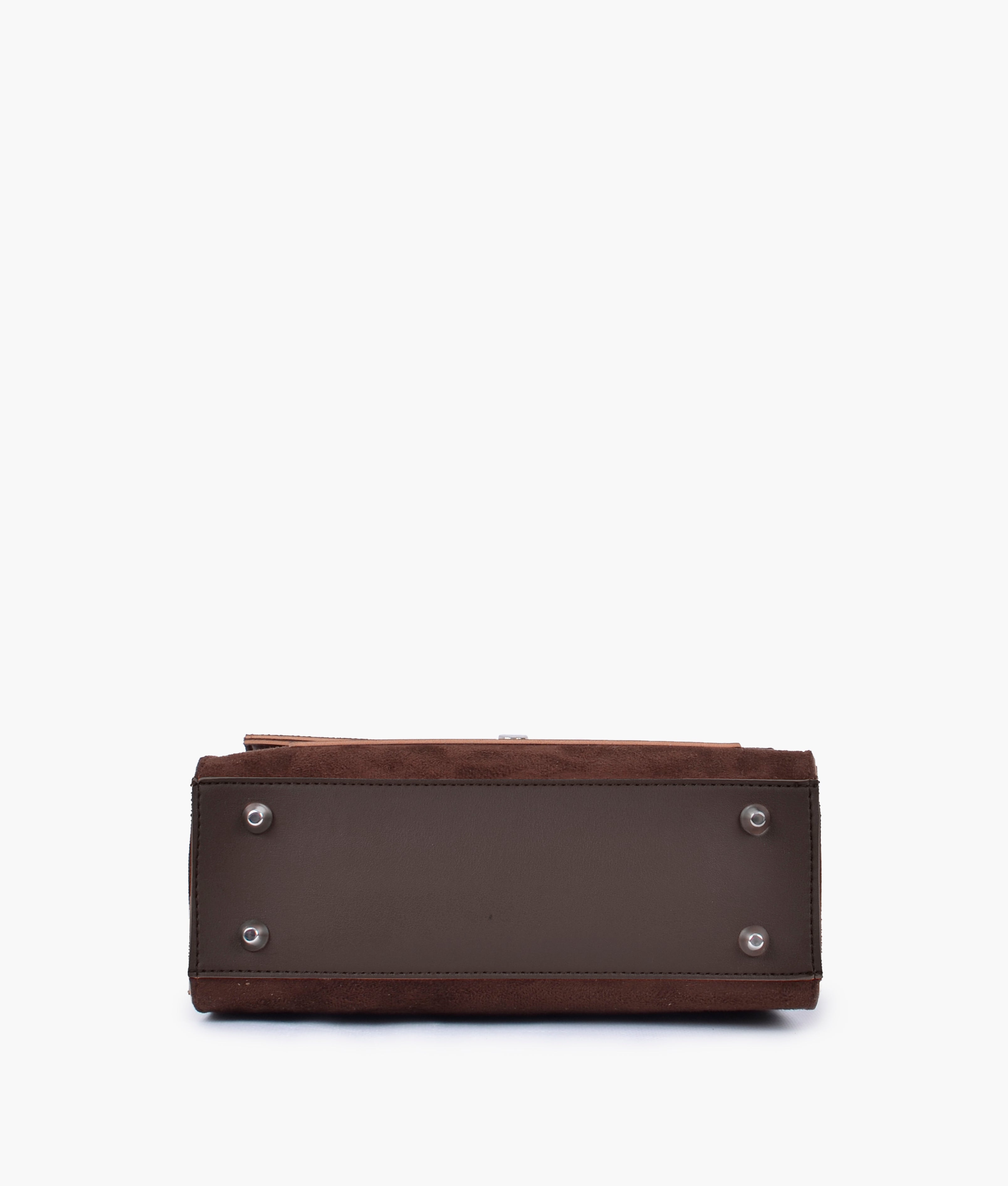 LumaVex - Dark brown suede push-lock messenger bag
