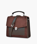 LumaVex - Dark brown suede push-lock messenger bag