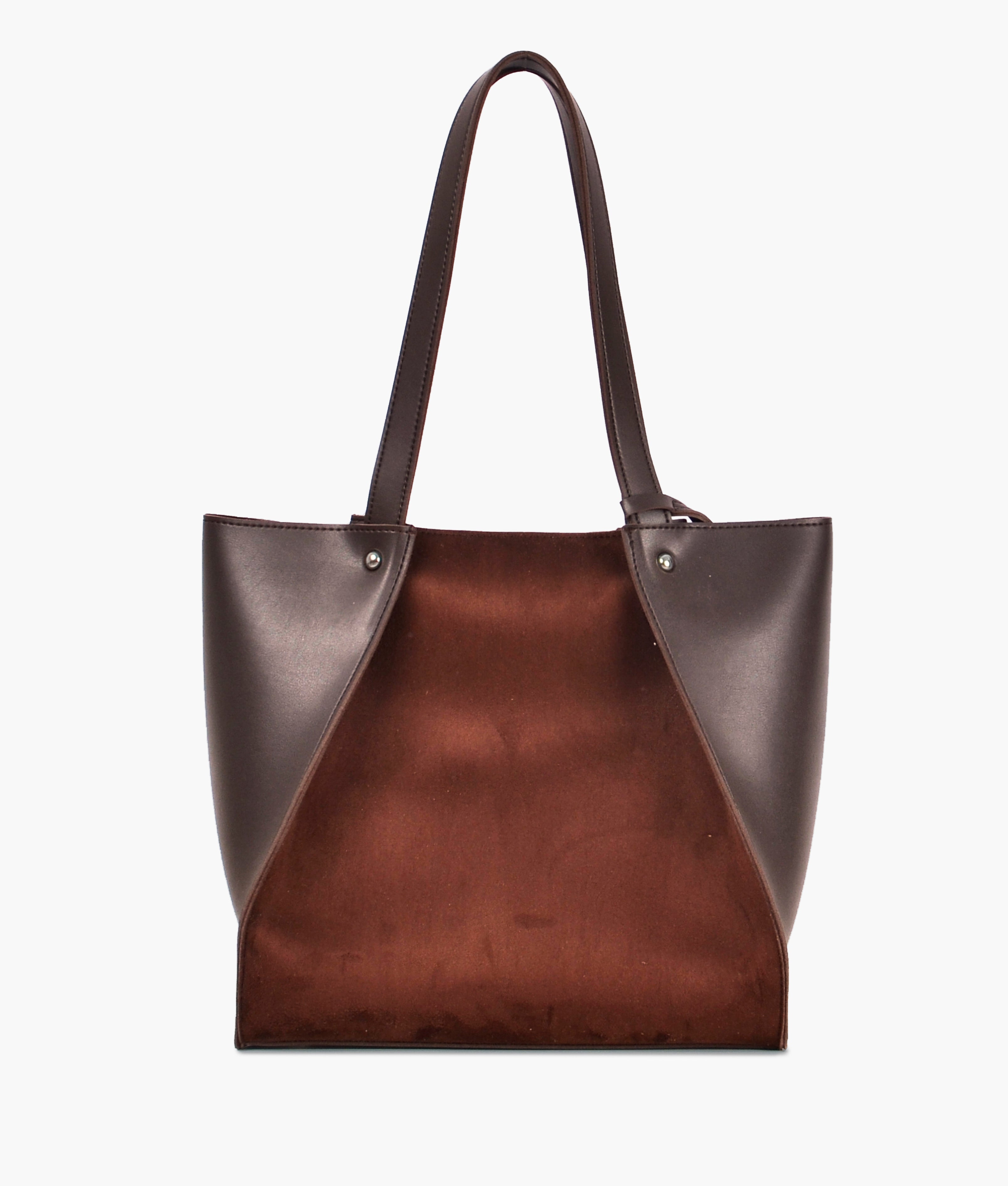 LumaVex - Dark brown suede shopping tote bag