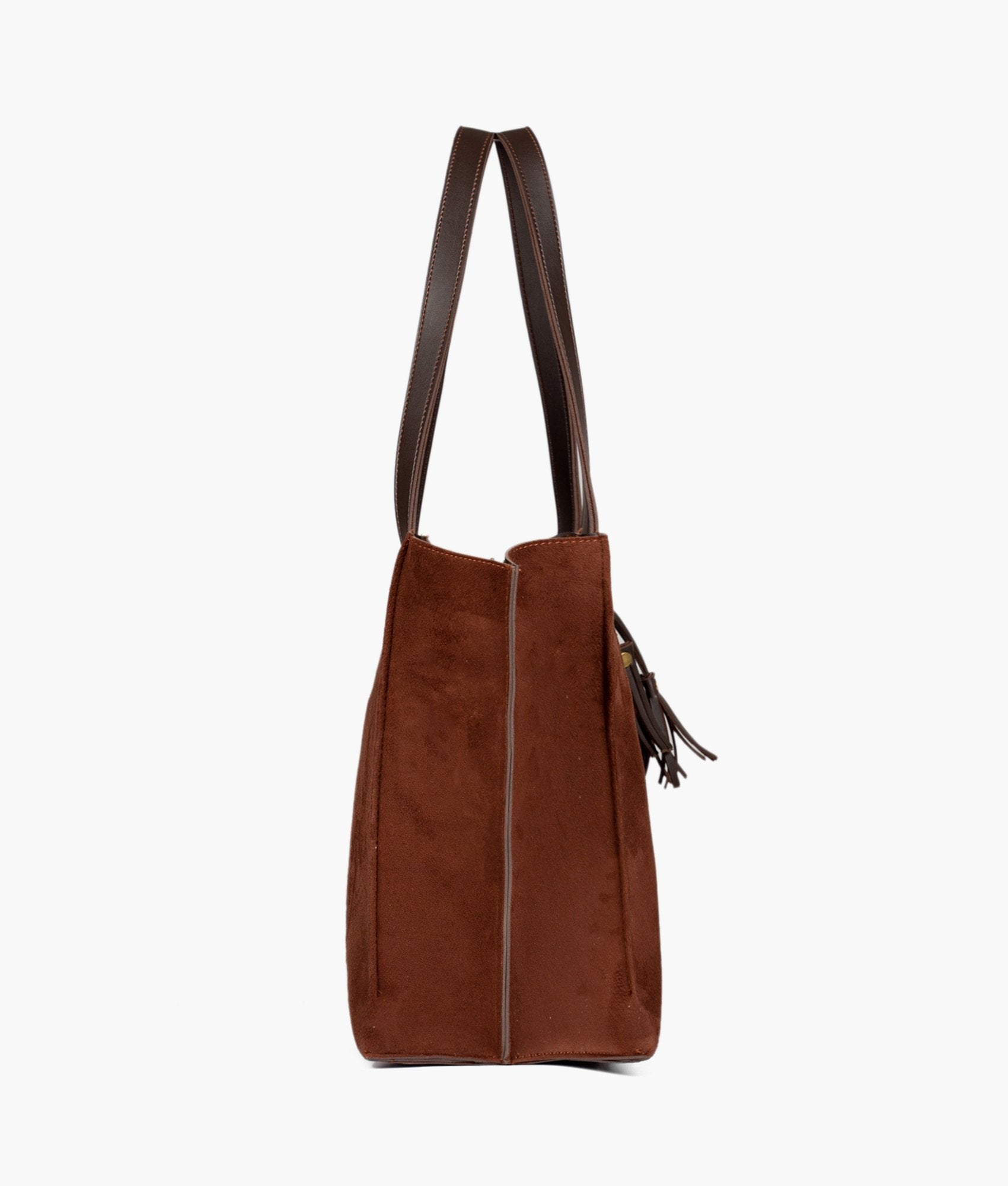 LumaVex - Dark brown suede over the shoulder tote bag