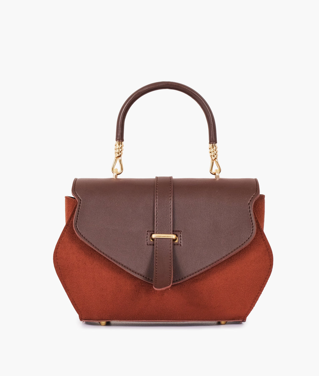 LumaVex - Dark brown top-handle hexagon bag