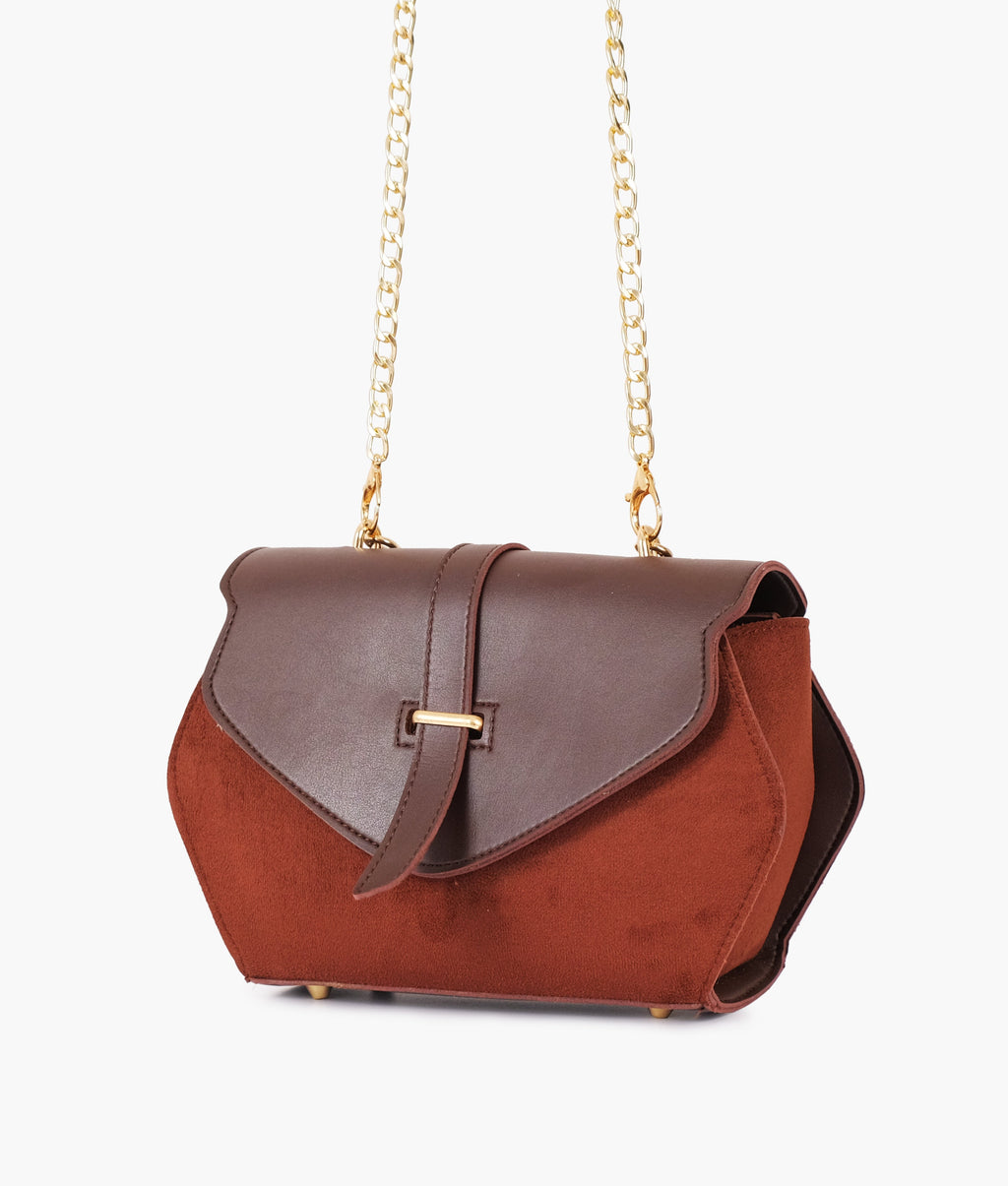 LumaVex - Dark brown top-handle hexagon bag