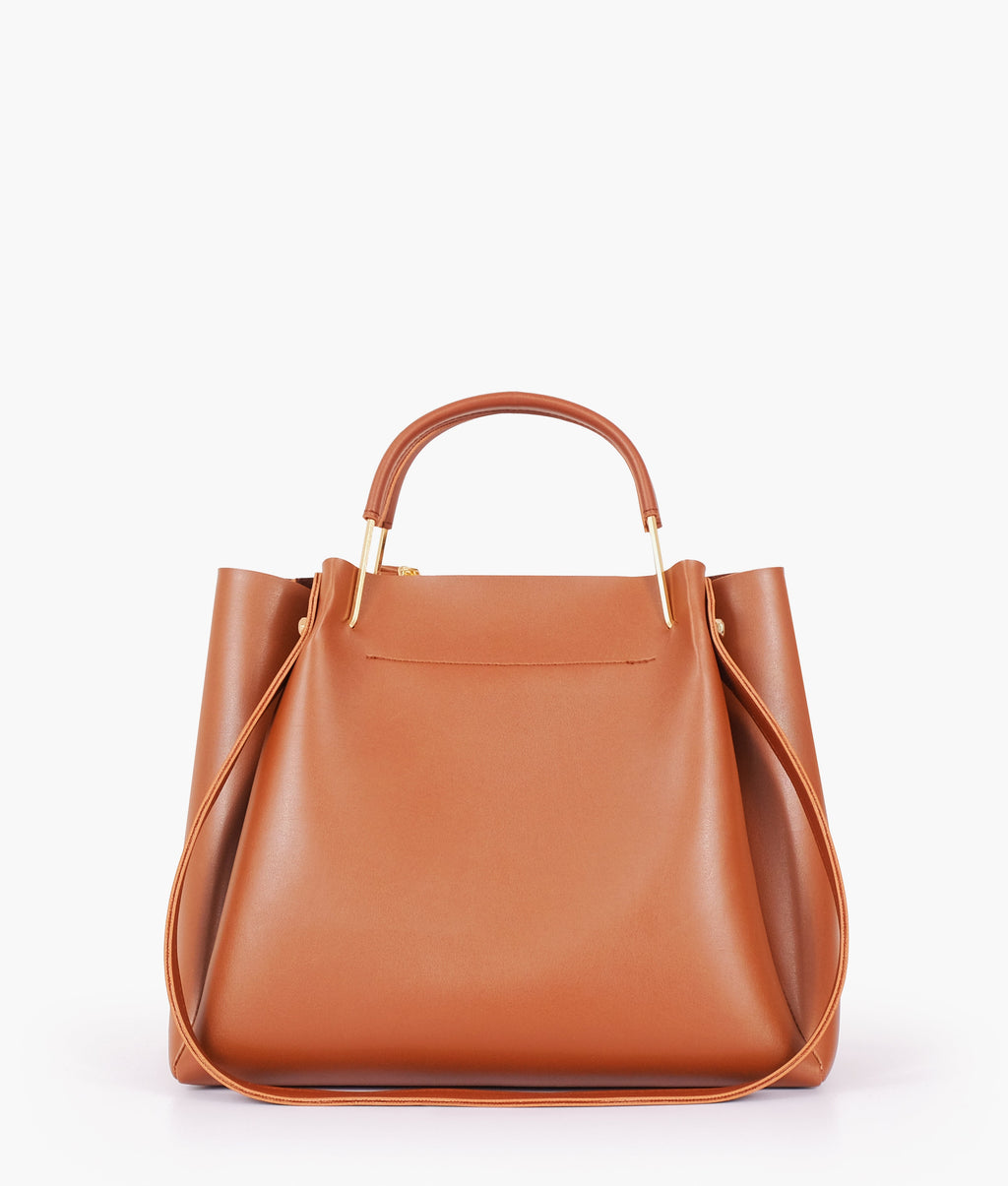 LumaVex - Brown metal handle tote bag