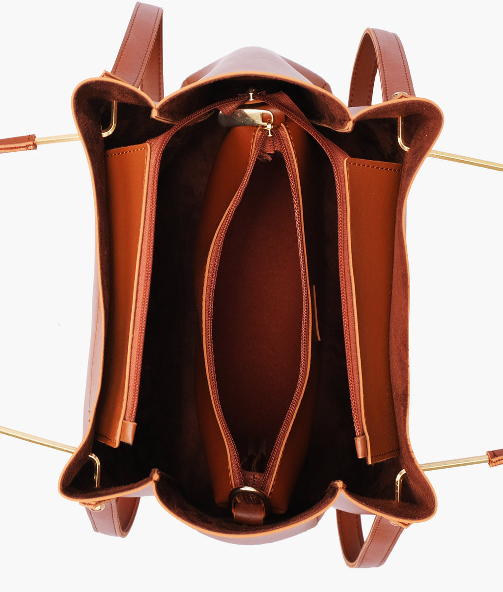 LumaVex - Brown metal handle tote bag