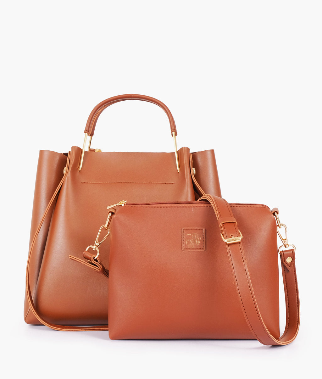 LumaVex - Brown metal handle tote bag