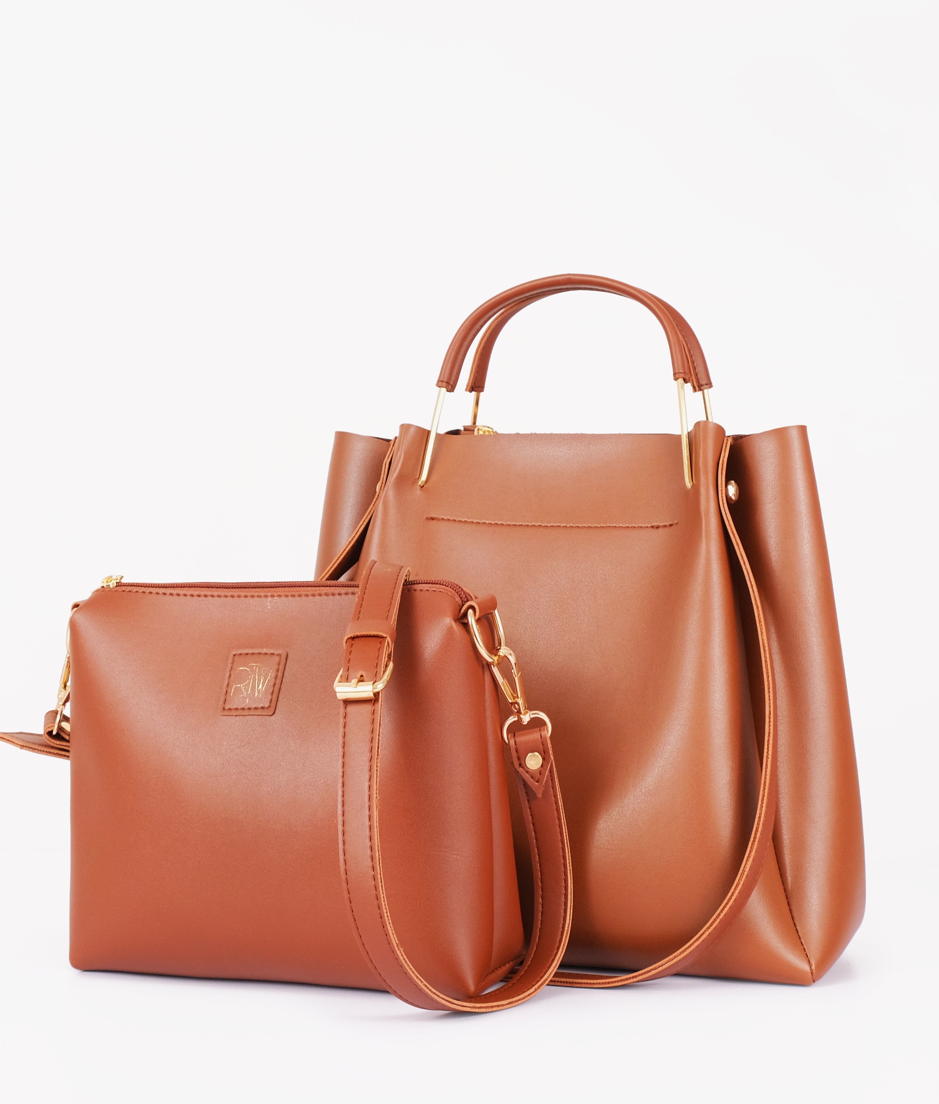 LumaVex - Brown metal handle tote bag